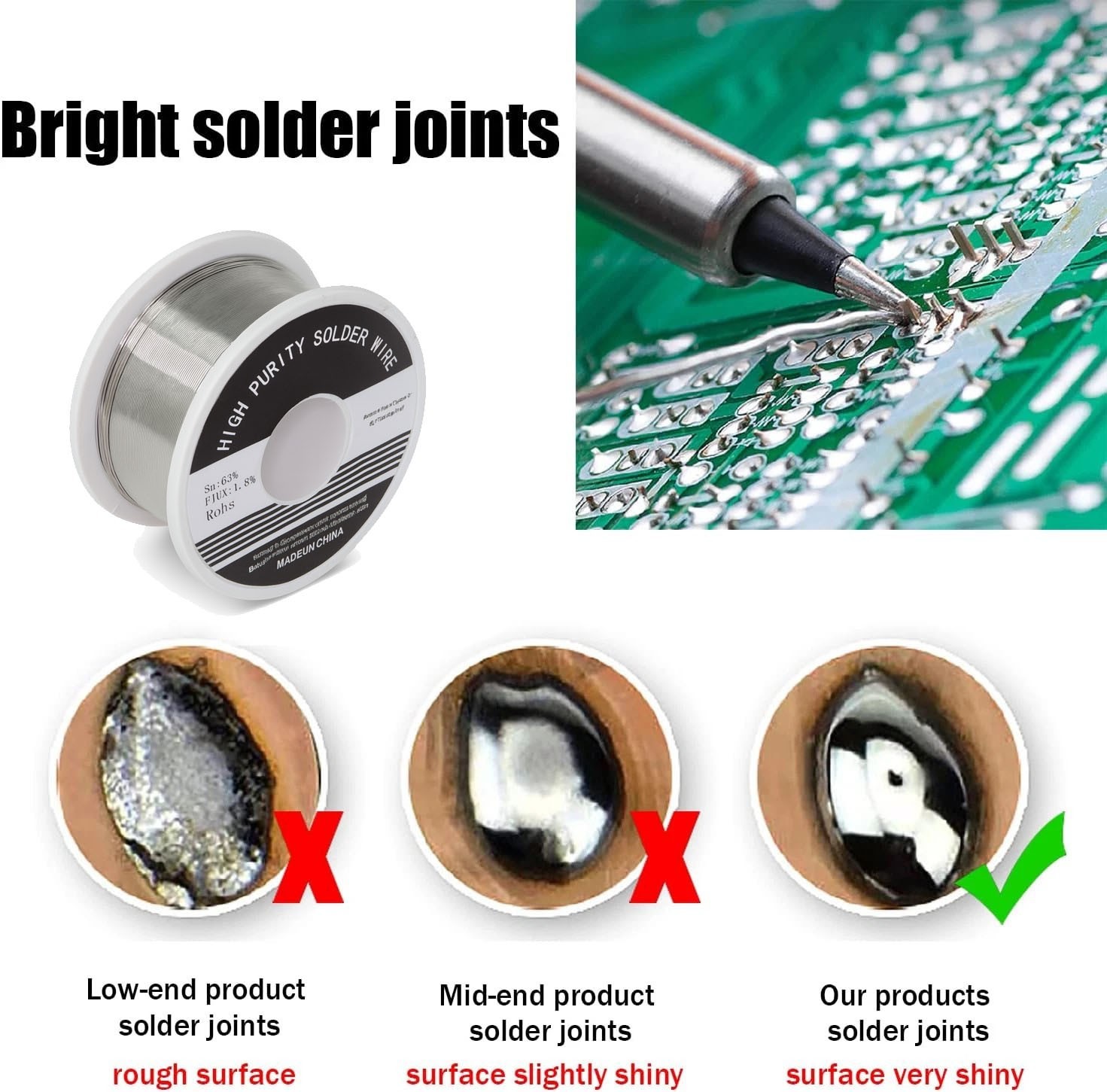 100g 0.3mm Leaded Solder Wire Roll Sn63/Pb37 Rosin Core for Electronics PCB