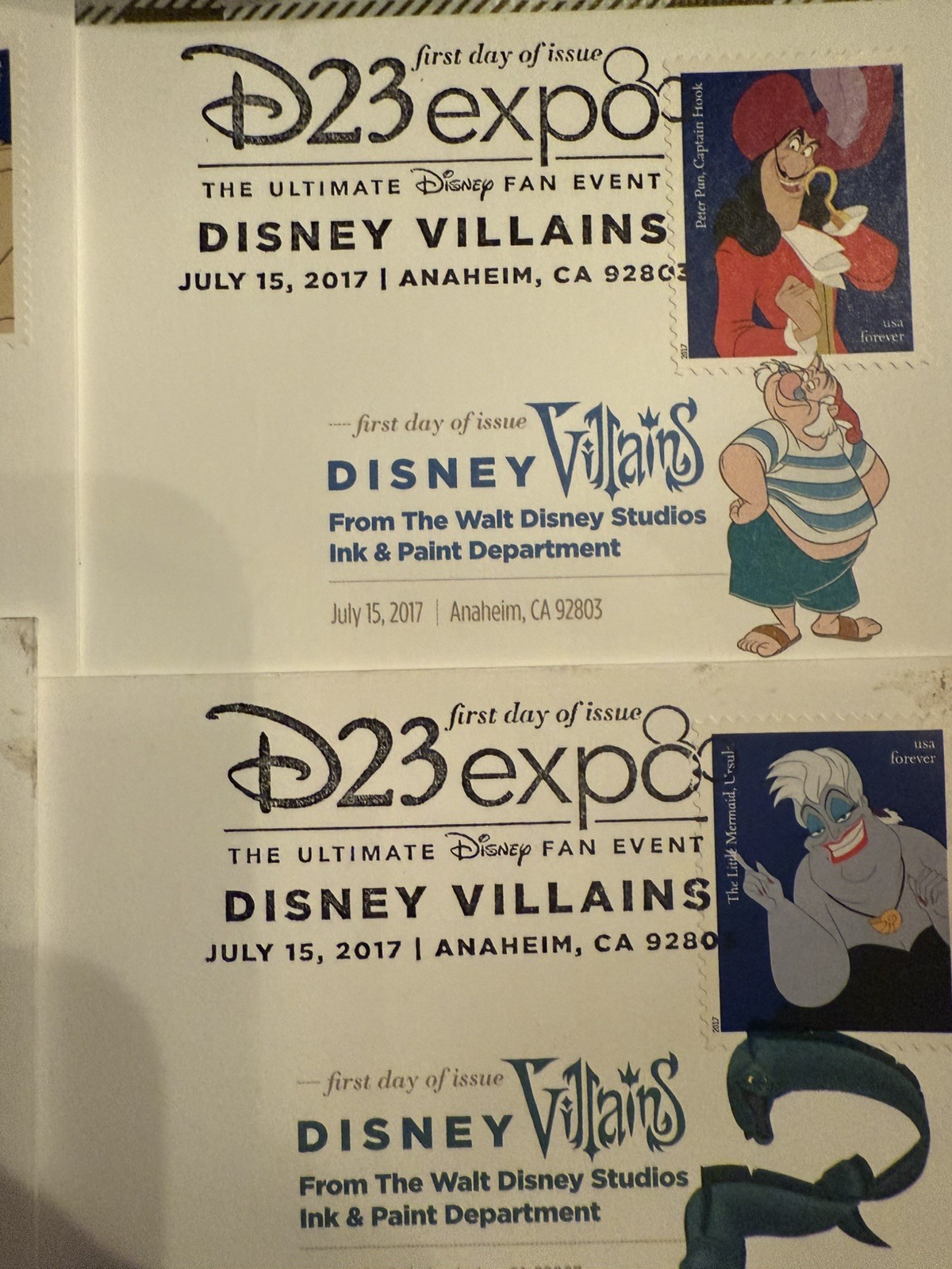 US Forever Stamps Disney Villains (set of 10) 2017 D23 Expo 1st day of issue