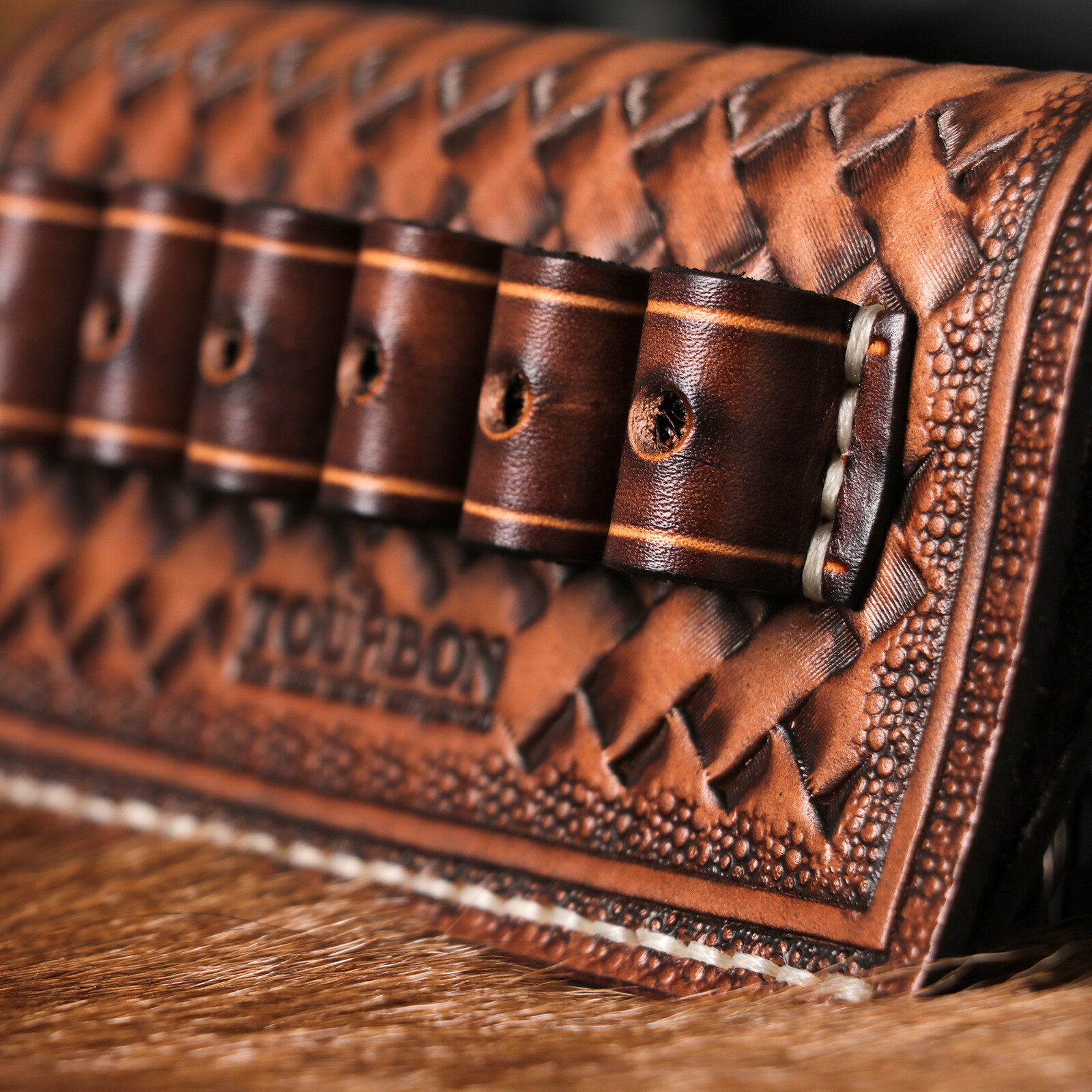 TOURBON 6 Rounds Leather .38/.357/44 Mag Rifle Ammo Belt Holster Slide Gift US