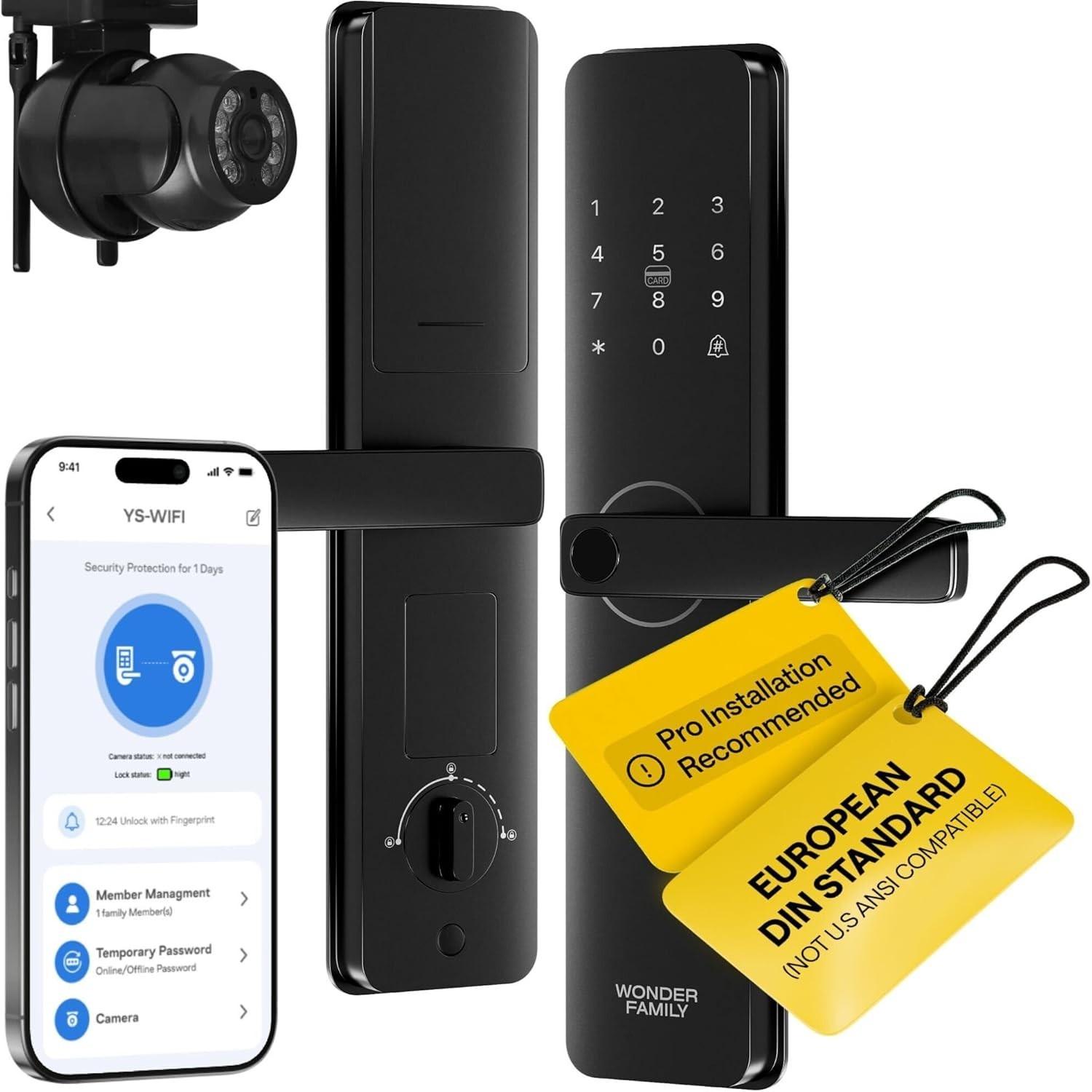 WiFi Smart Door Lock with Camera - European DIN Standard Not U.S ANSI Compatible