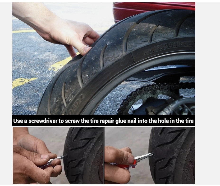 100Pcs Tire Repair Rubber Nails Tyre Puncture Repair Screws Kit with Screwdriver