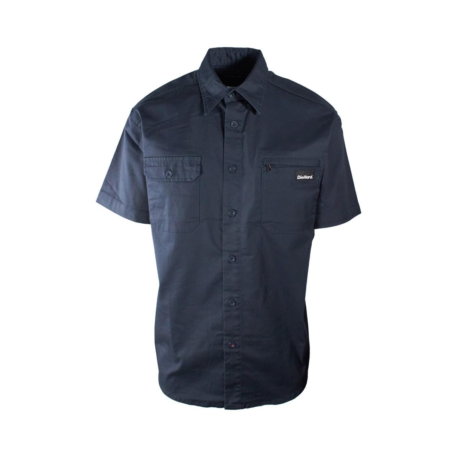 DieHard Men's Work Twill Short Sleeve Shirt Black Navy Grey