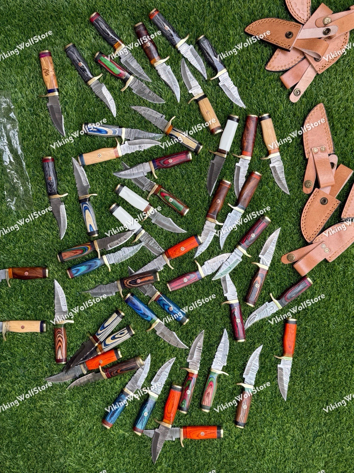 20 Pcs of CUSTOM HANDMADE 6"inch DAMASCUS STEEL CAMPING & HUNTING KNIVE FROM USA