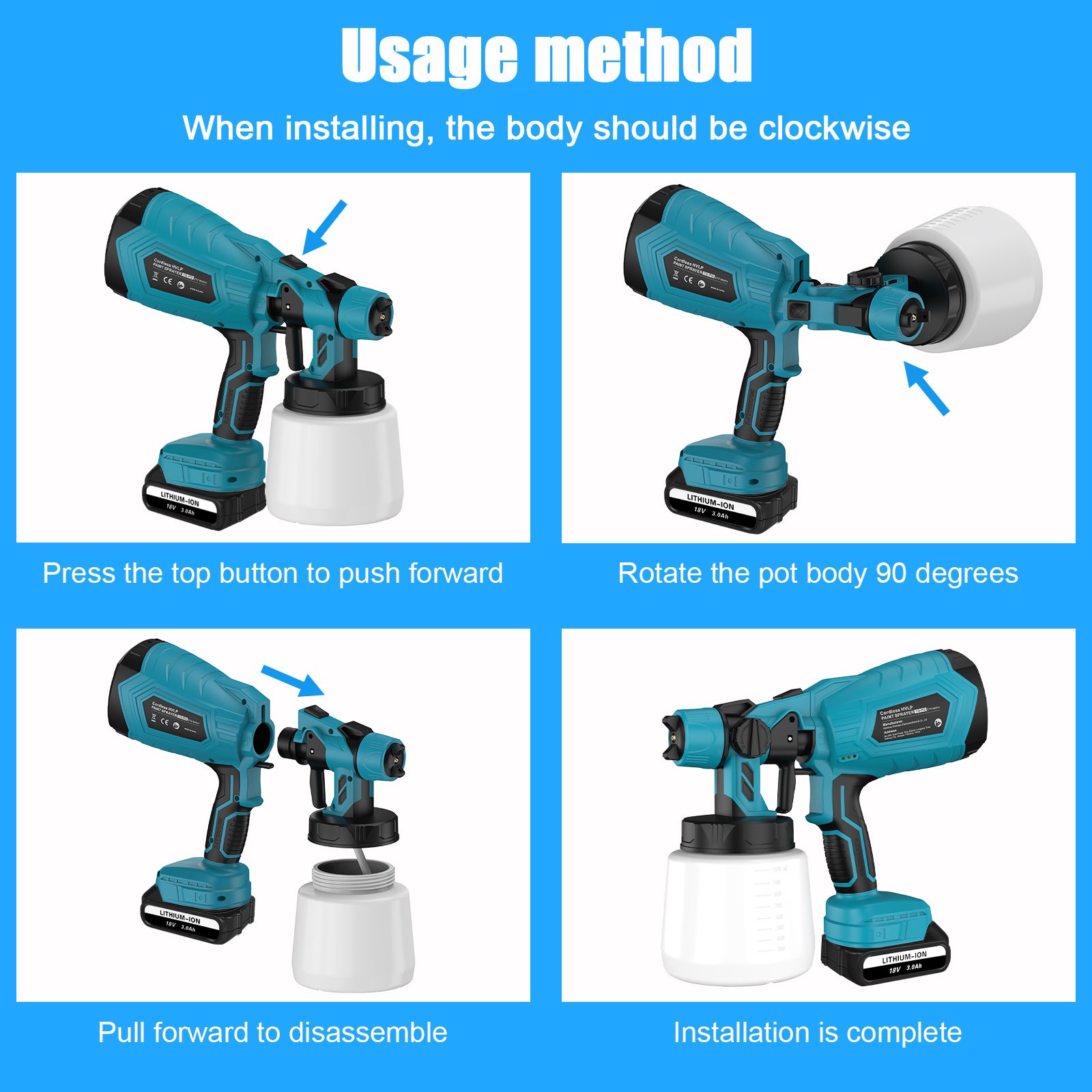 High Pressure Cordless Paint Sprayer With 2 Battery Electric Spray Gun 36000RPM