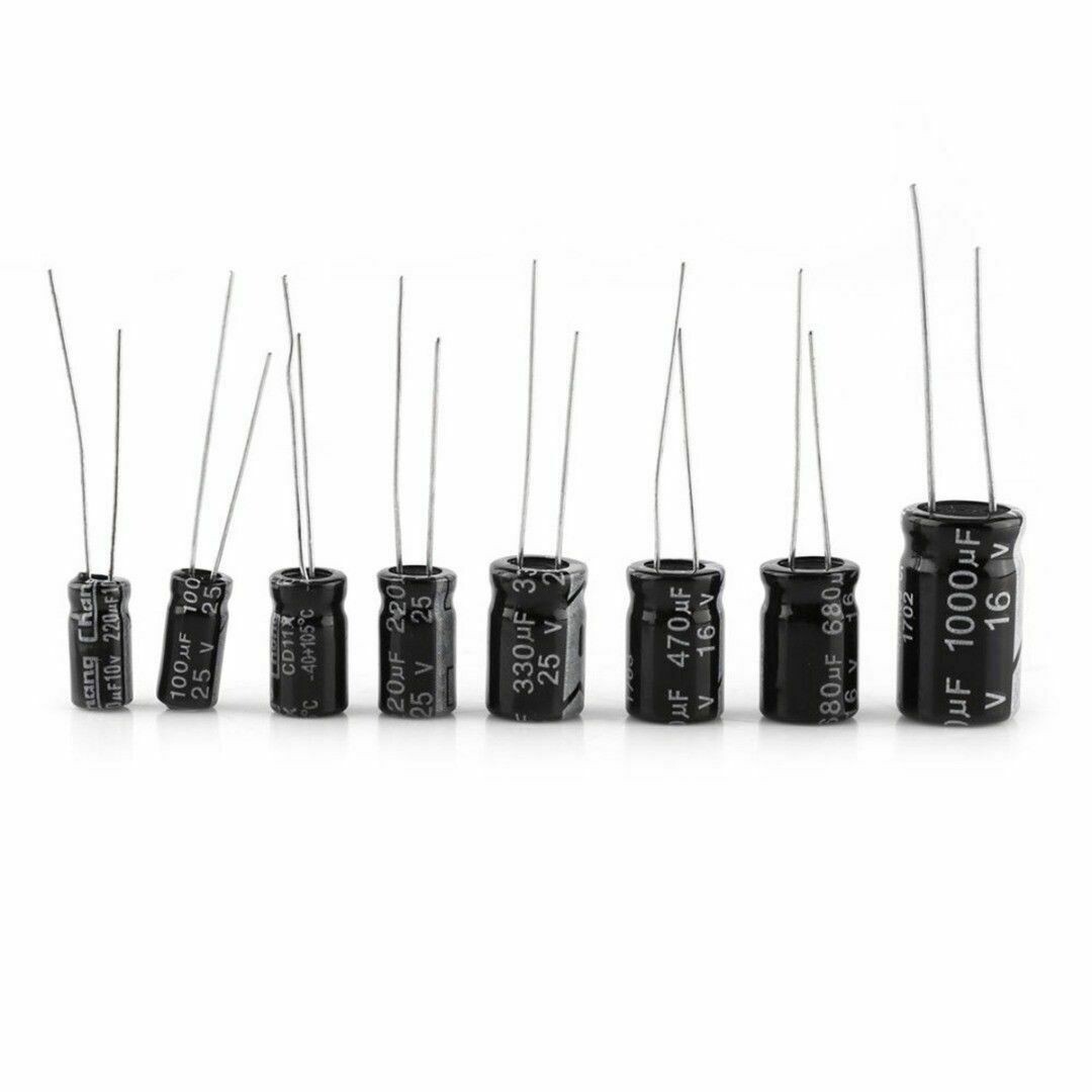 500pc Radial Electrolytic Capacitor Assortment Kit 24 Value 0.1uF-1000uF 10V-50V
