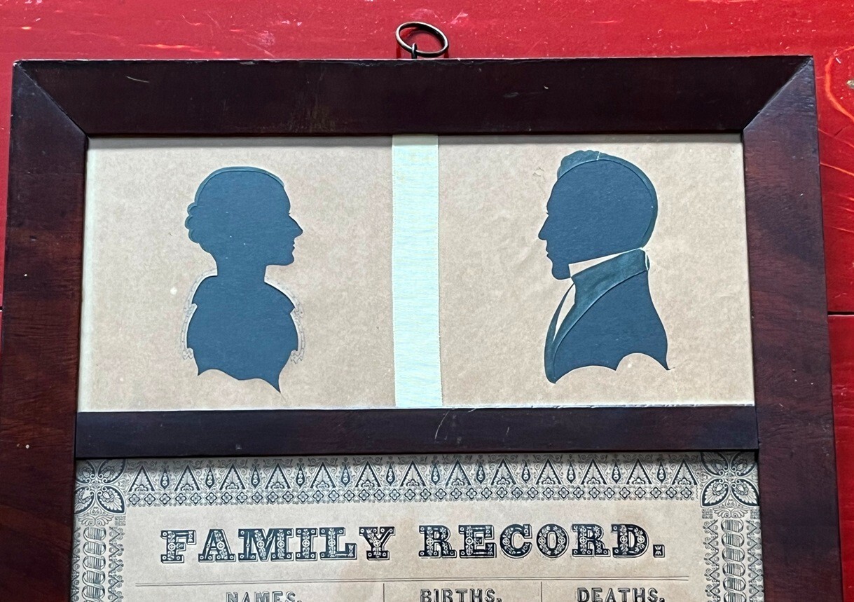 1830 Family Record Antique Silhouette Very RARE