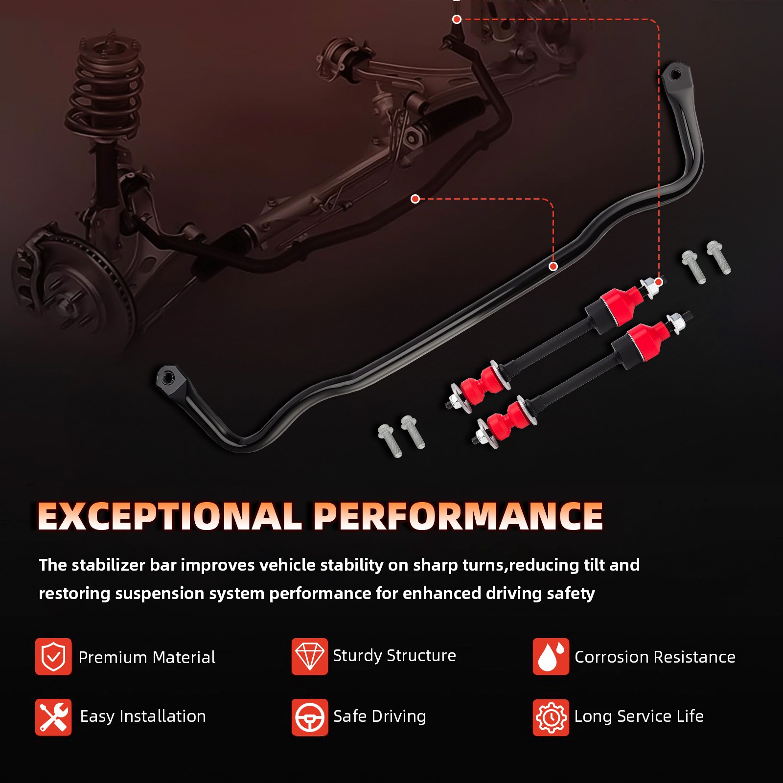 Front Stabilizer Sway Bar Kit For Ram 1500 Classic 2011 2012 2013 2014 2015-2018