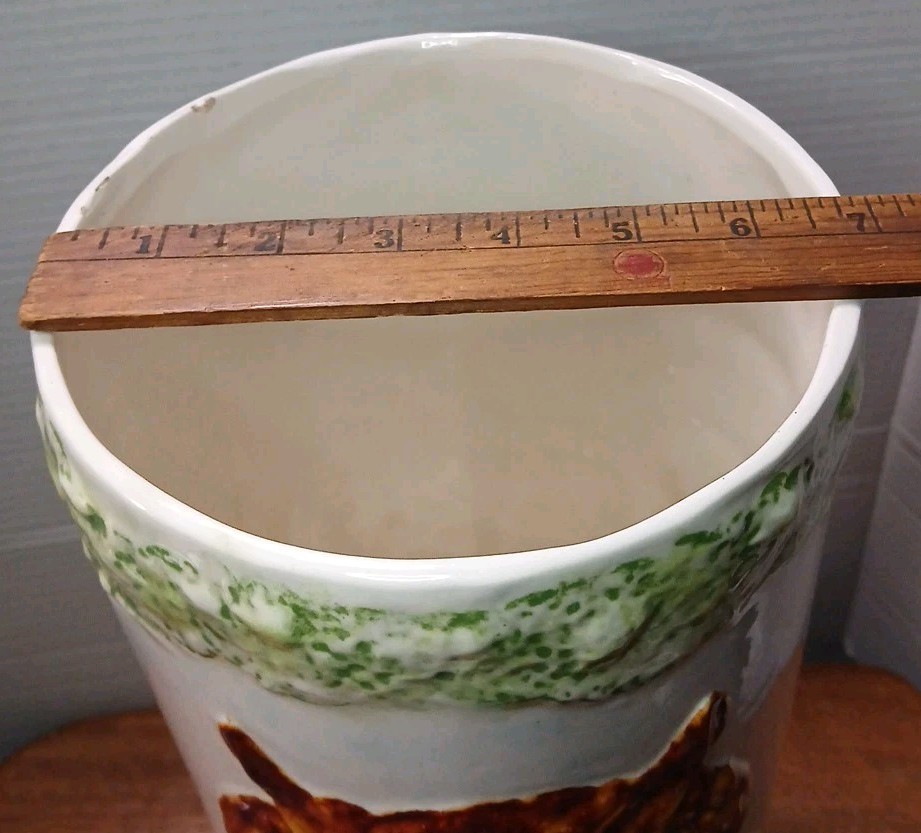 VTG Brown Owl Reversible Barn Scene Umbrella Stand Cane Stick Holder 70s READ