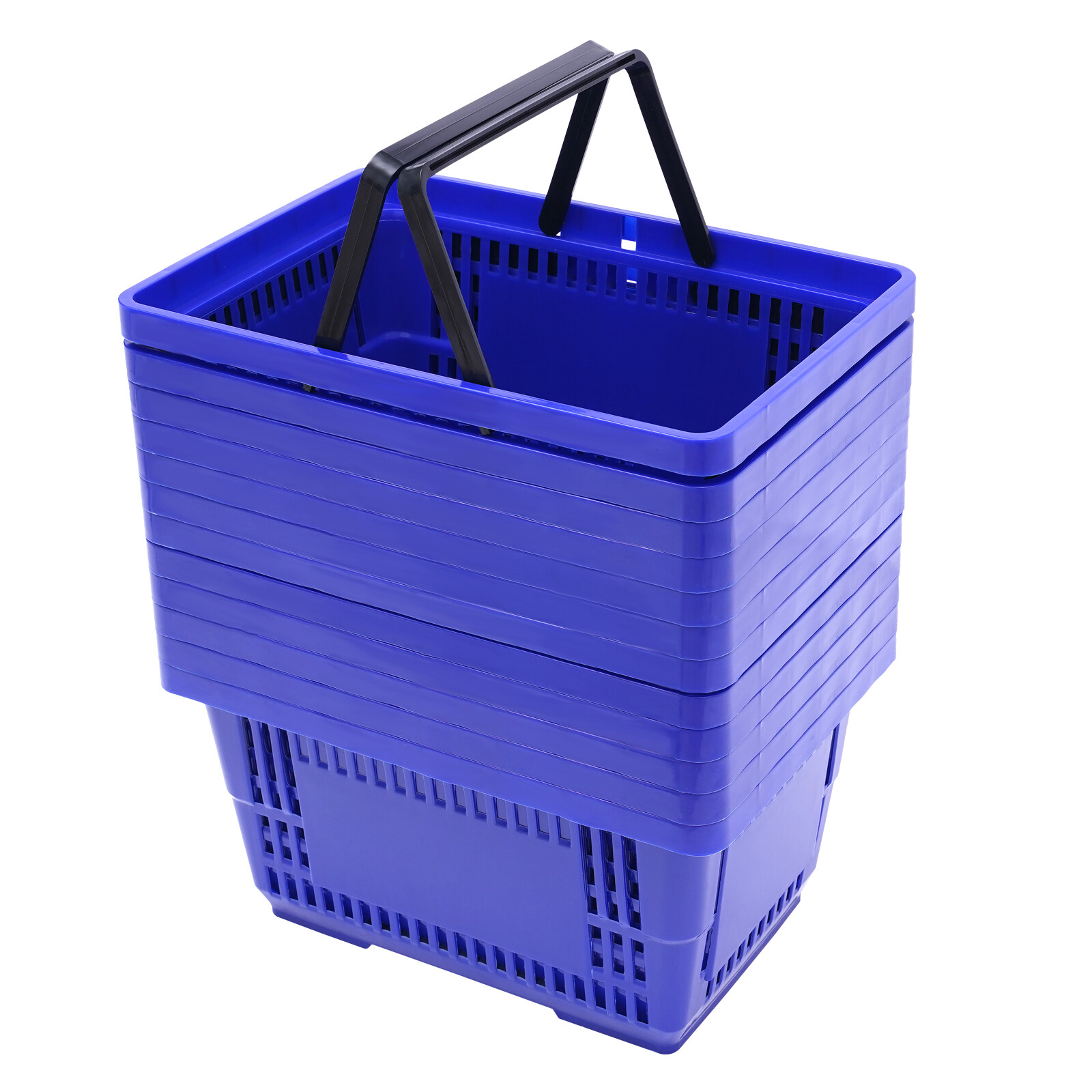 12x Shopping Baskets With Handles Retail Store Supermarket Baskets Stackable NEW