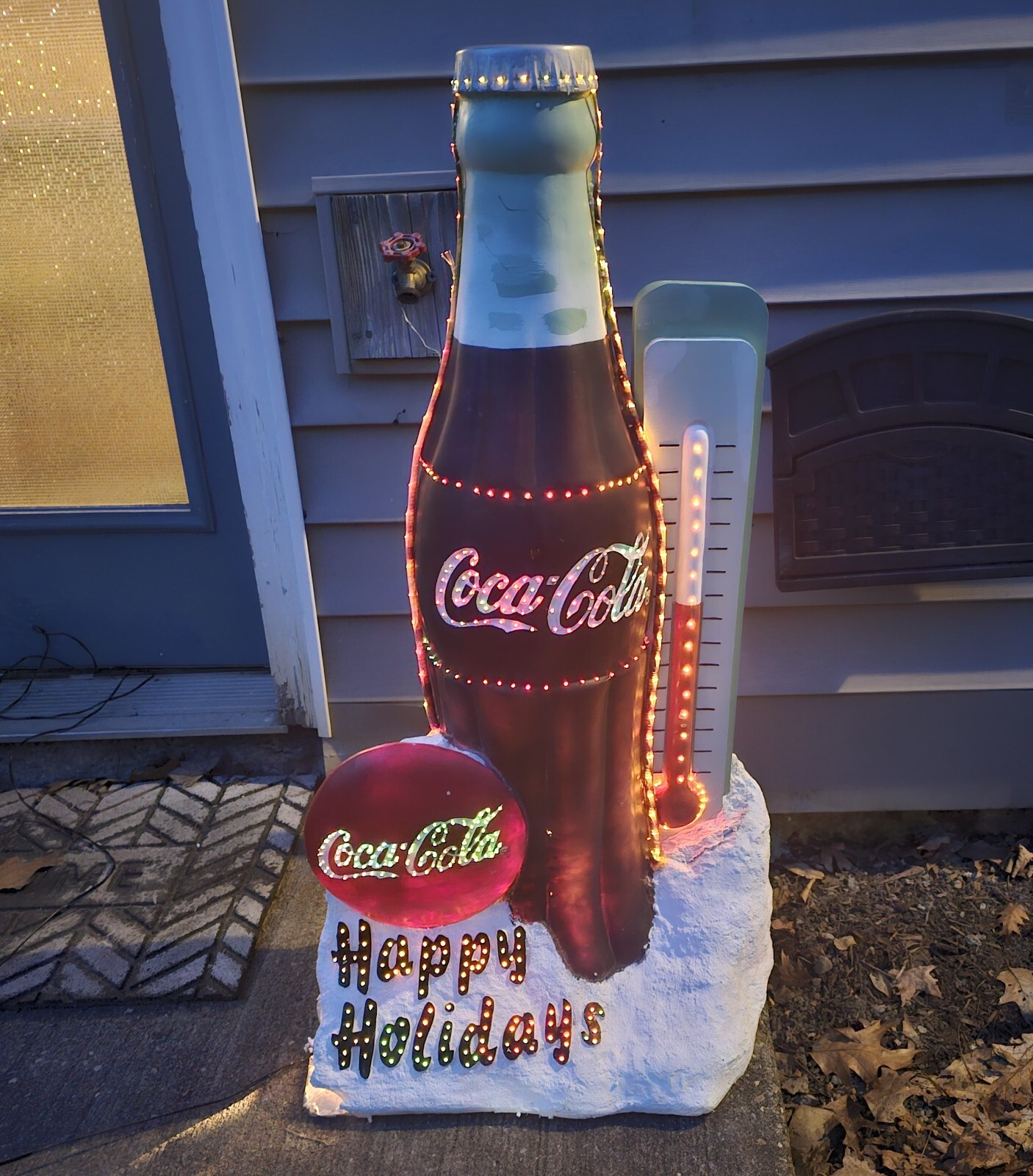 Fiber Optic Coca Cola Coke Bottle Happy Holidays Christmas Outdoor Vintage Light