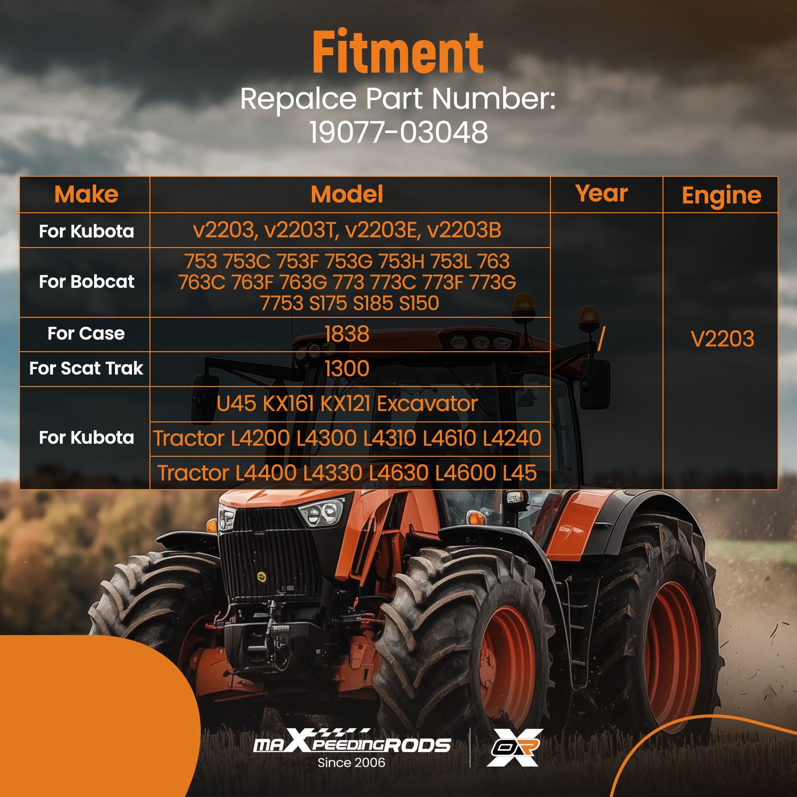 Complete Cylinder Head 19077-03048 for Bobcat 753 Kubota V2203 V2203T V2203E