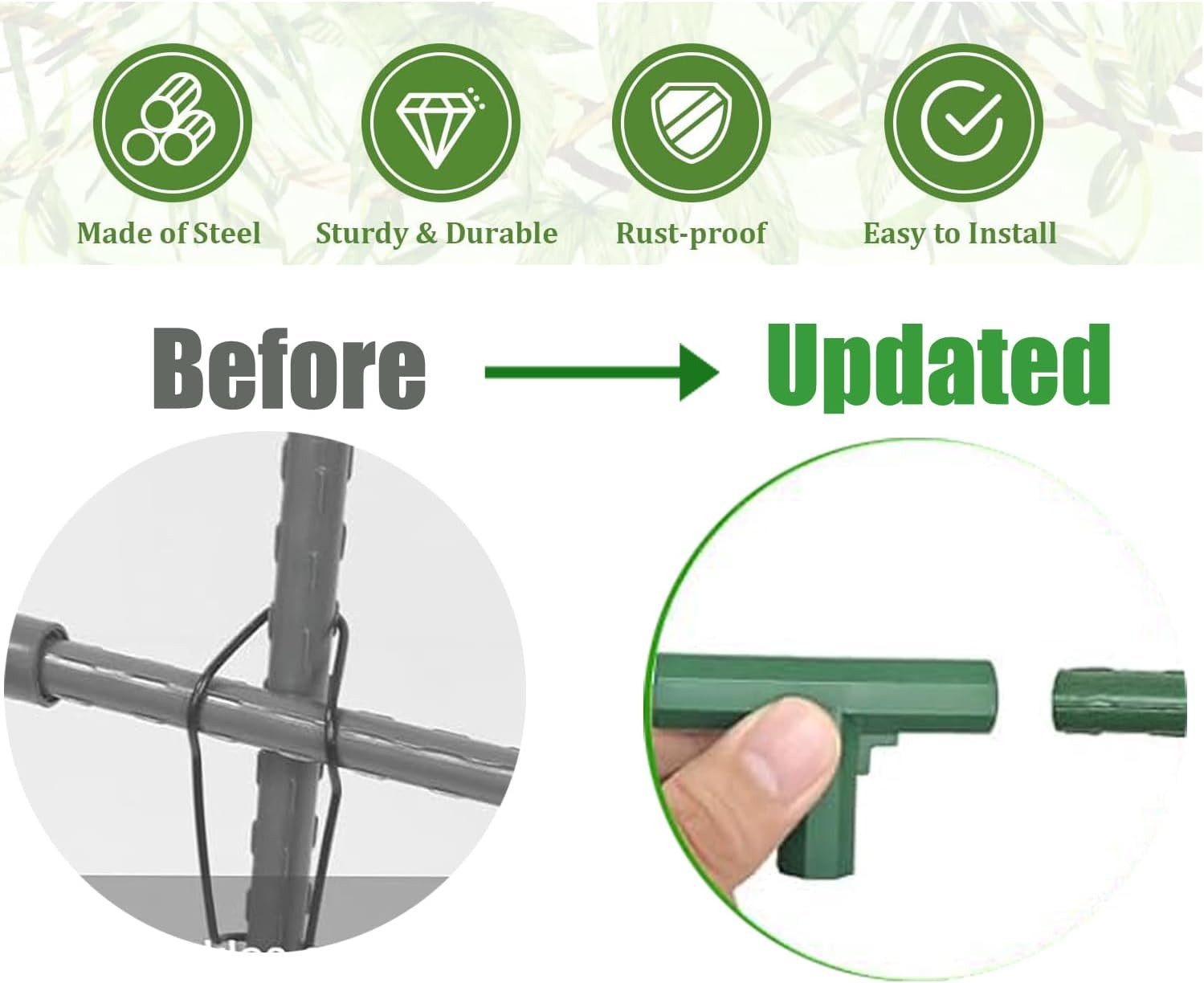 A Frame Metal Garden Trellis for Climbing Plants 47in with Net & Clips