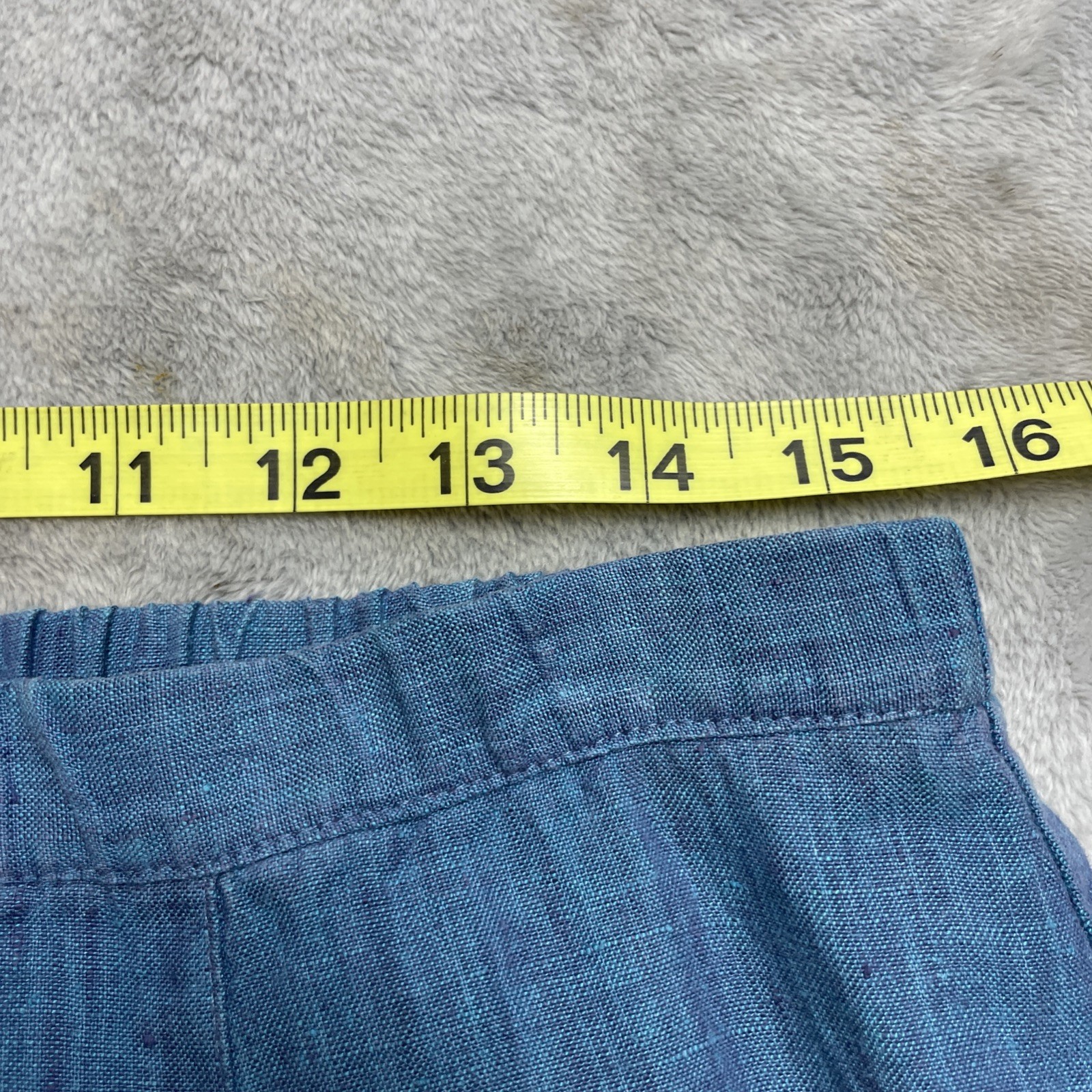 Vintage Timbuktu Station Womens 100% Linen Skirt 1/M Blue Pockets Pull On Maxi