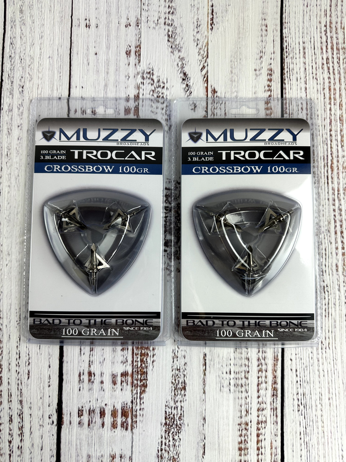 2 packs CROSSBOW Muzzy 3 BLADE Trocar 100 Grain Archery Hunting Fixed Broadhead