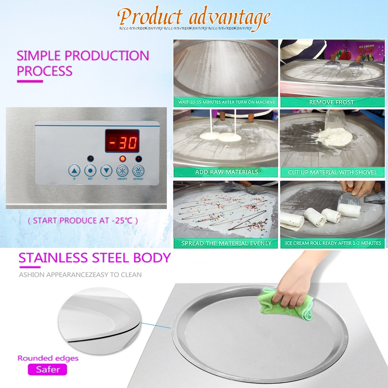 Kolice Desktop single round pan rolled ice cream machine,fry yogurt machine