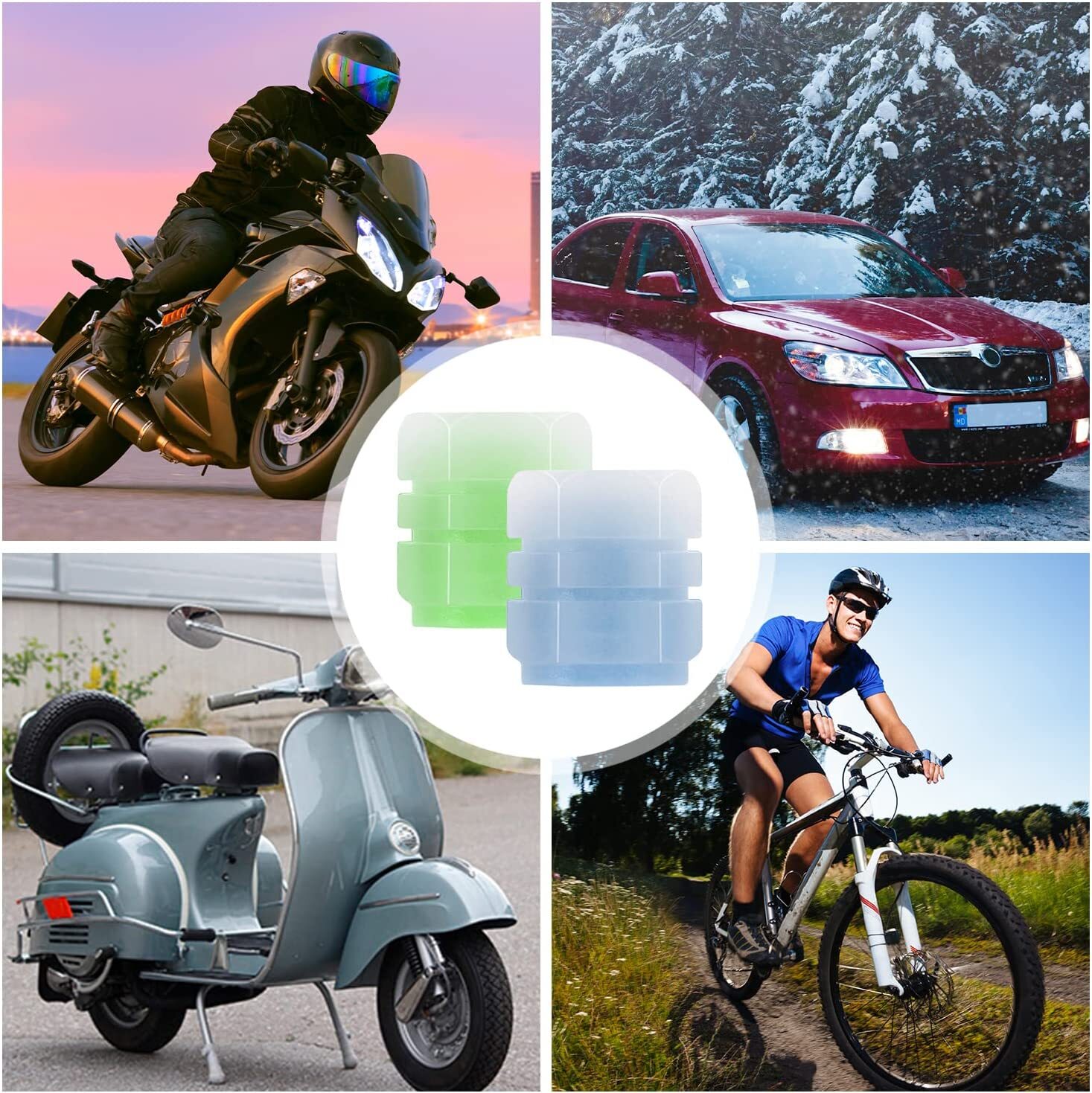 8Pcs Car Tire Caps Glow in The Dark Tire Valve Caps Glowing Tire Valve Stem Caps