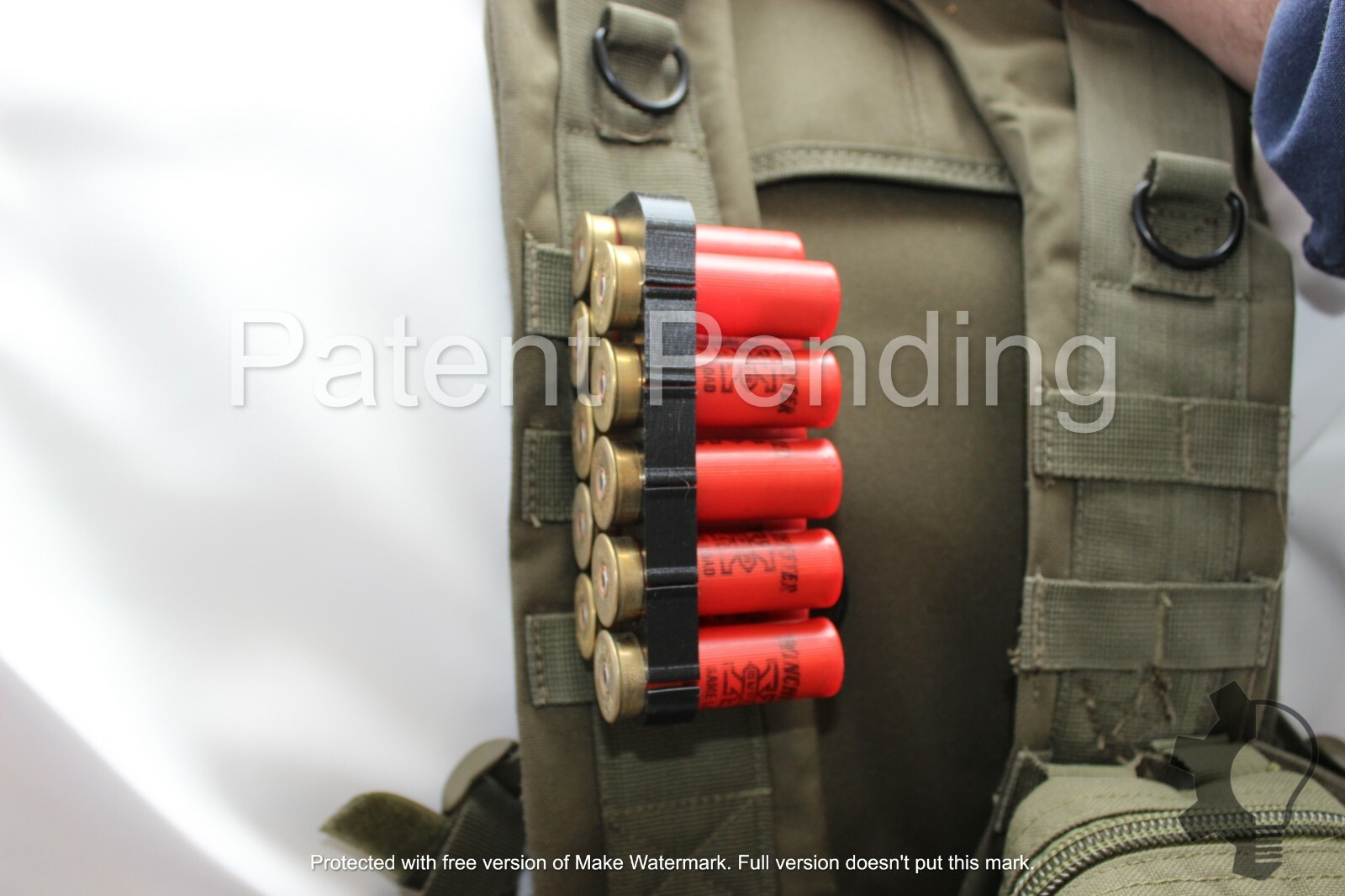 10 Shell Hard-Case Bandolier, Shotgun Shell Holder, Ammo Carrier, 12 Gauge