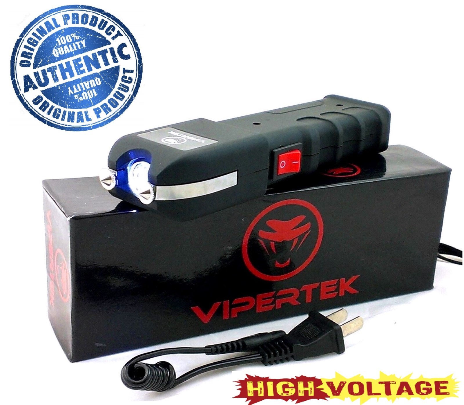 VIPERTEK VTS-989 High Quality Rechargeable Stun Gun 700BV / LED Light Heavy Duty