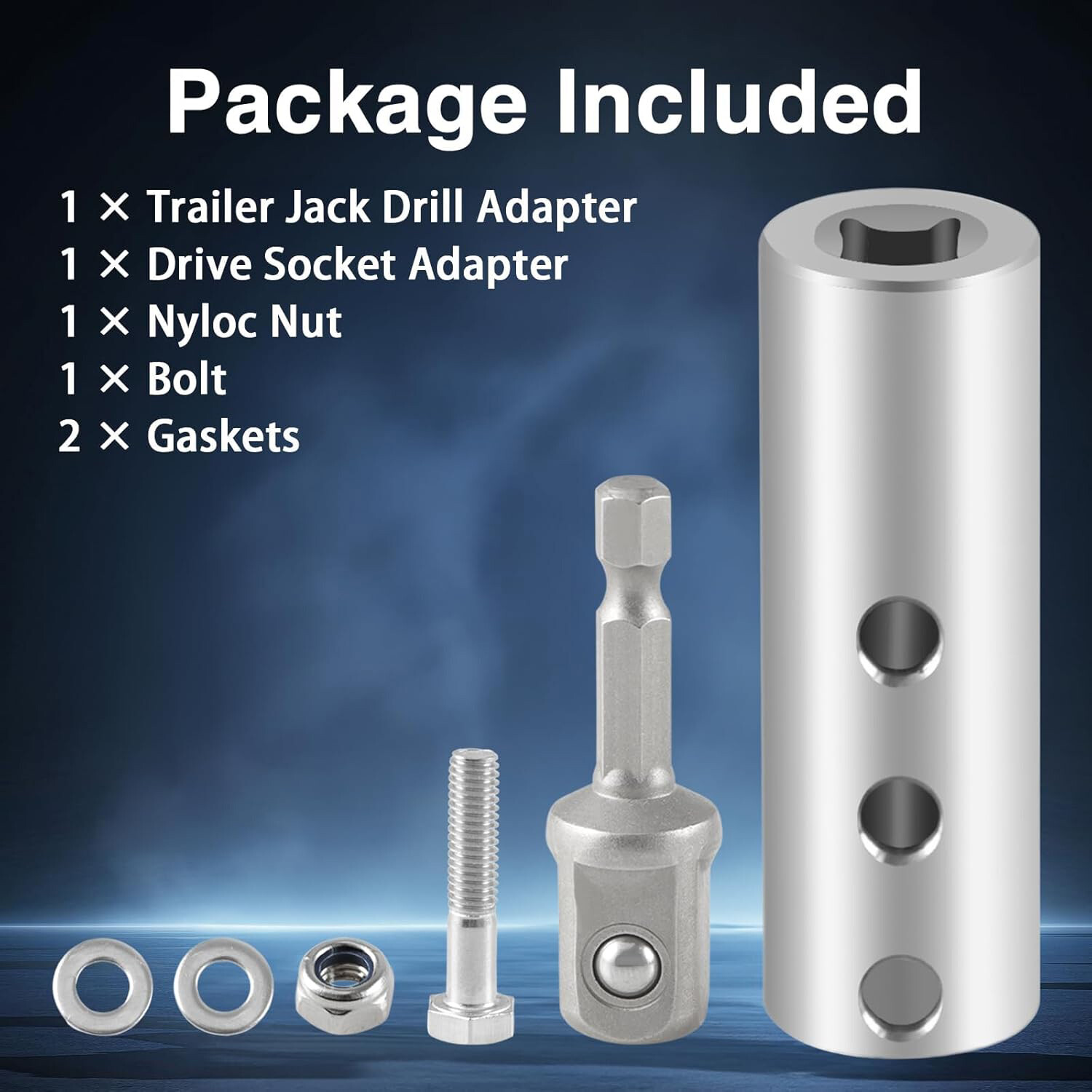 Trailer Jack Electric Drill Adapter with 1/2 Inch Socket Adapter Bit Set NEW