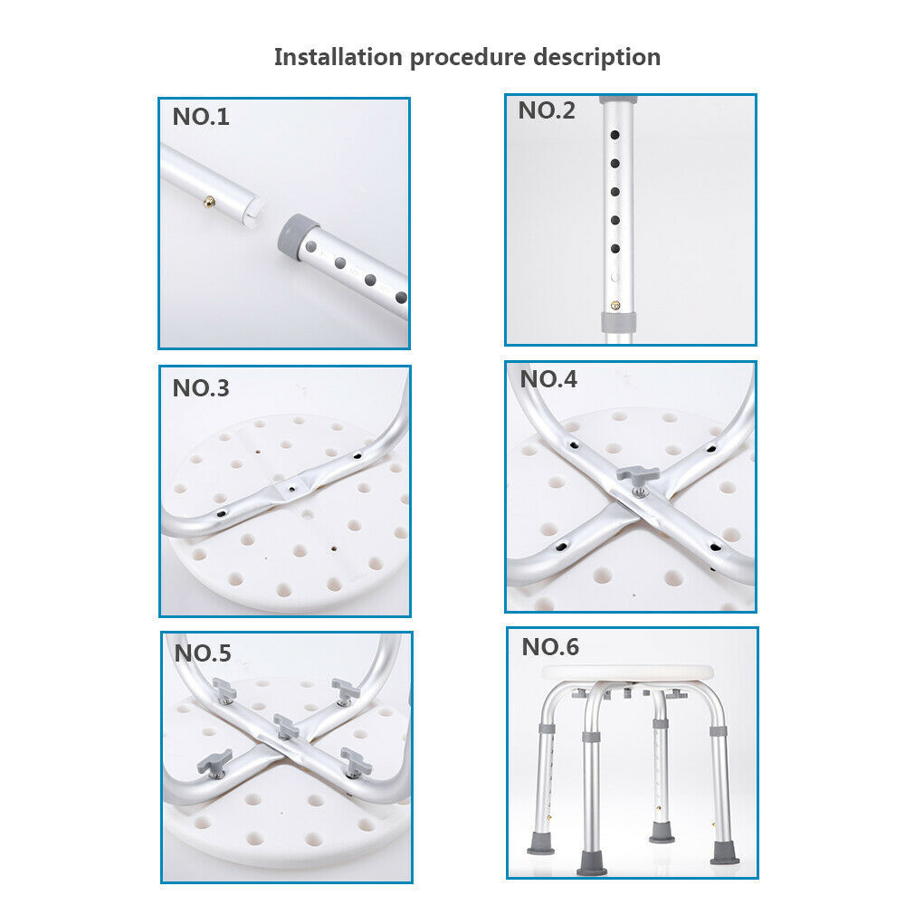 Adjustable Medical Bath Shower Chair Round Stool Seat, New