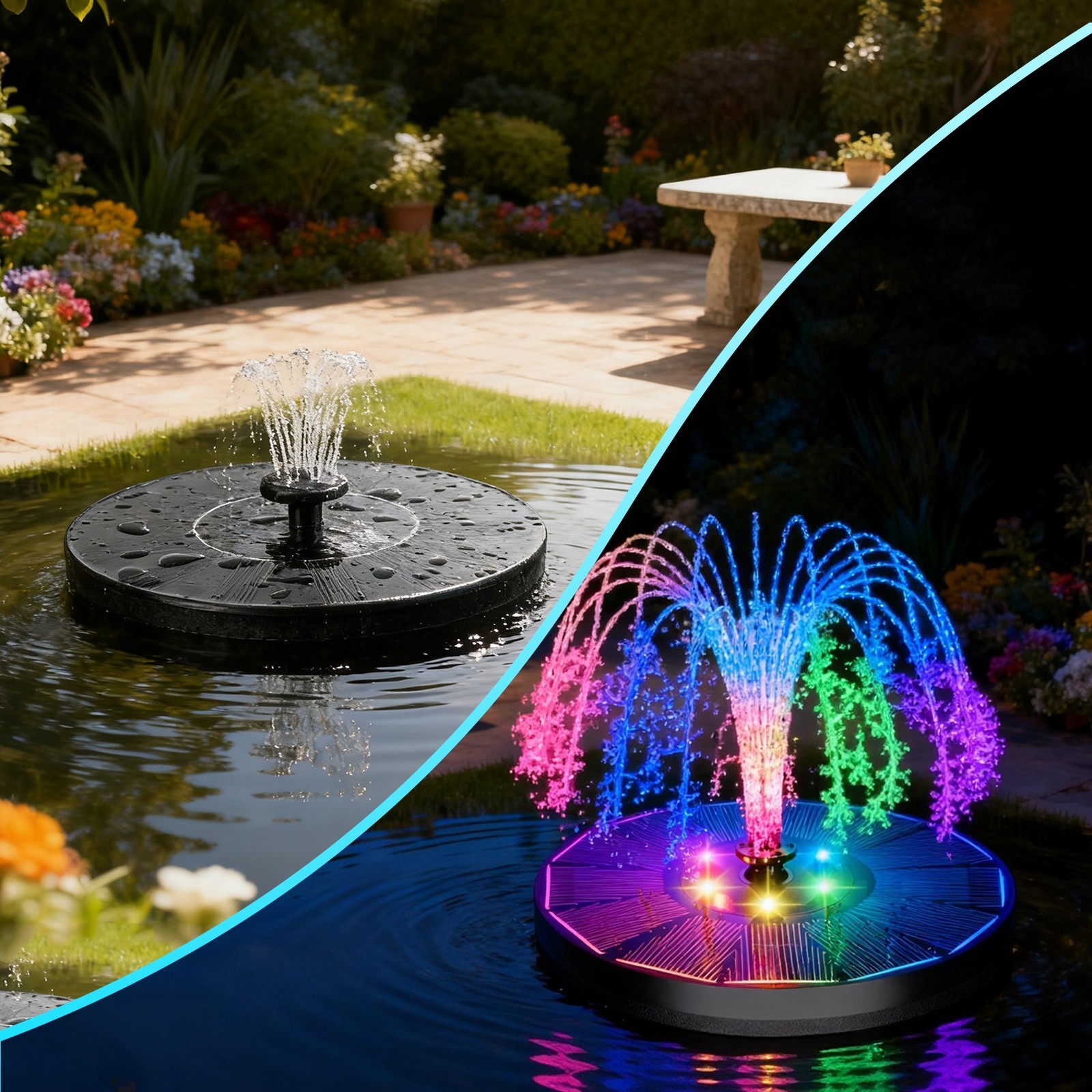 LED Solar Power Bird Bath Fountain Pump Upgrade 1.5W Solar Fountain Garden Decor