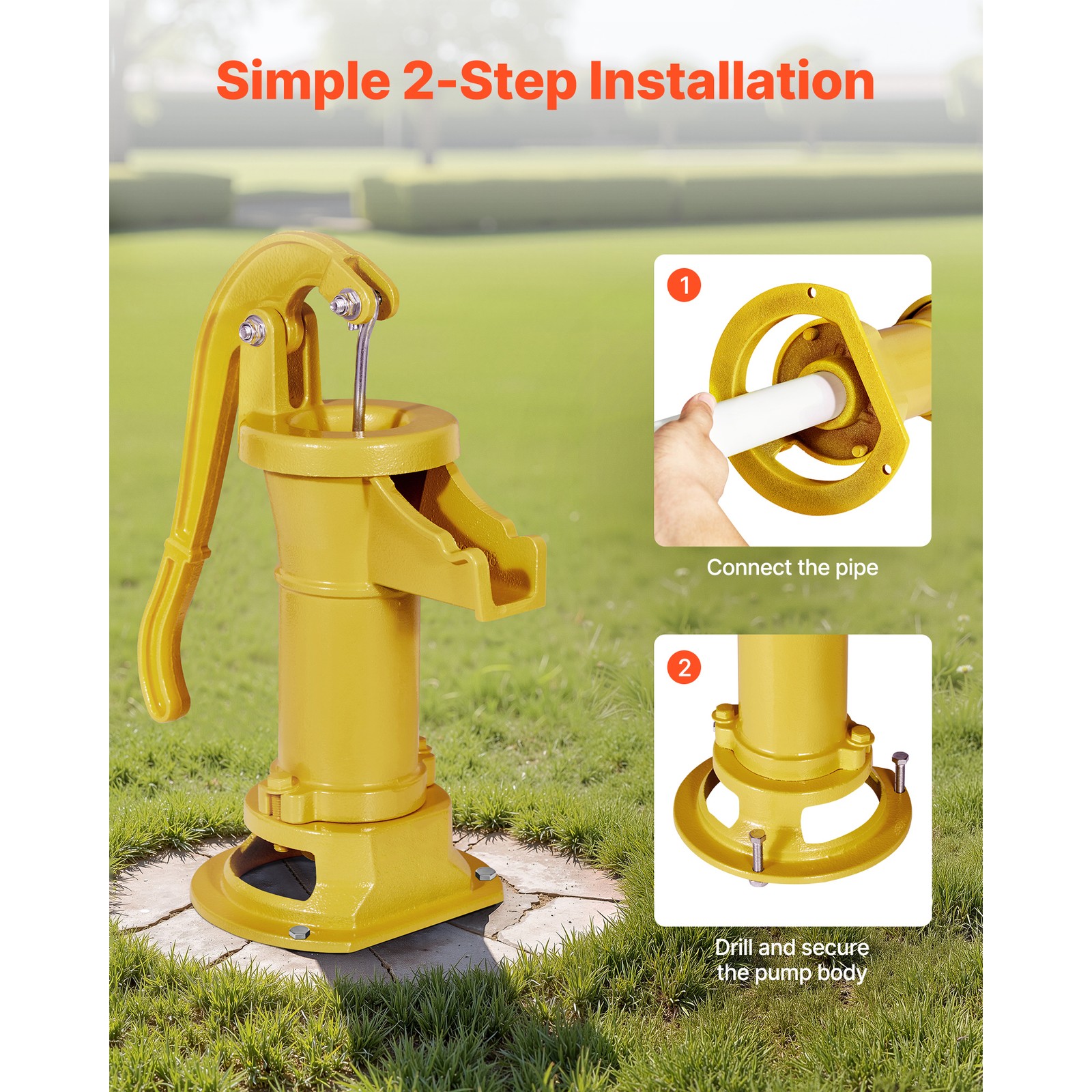 Uimoso Antique Cast Iron Manual Water Pump 25ft Hand Pitcher