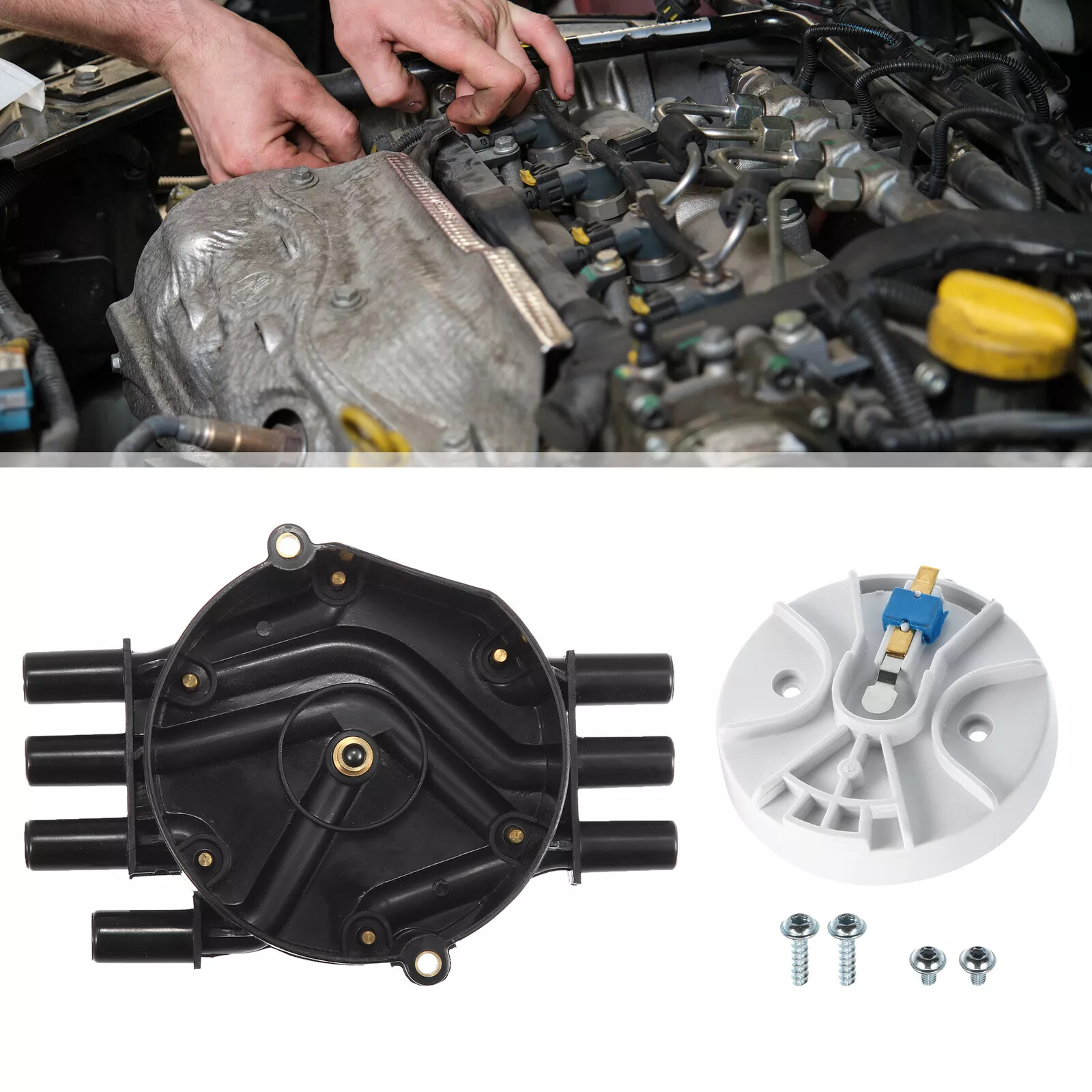 10452458 10452457 Brass Terminals Distributor Cap and Rotor Kit for Chevrolet V6