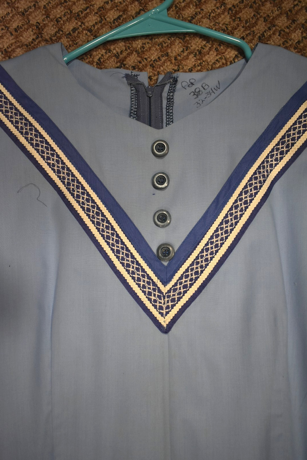 Pioneer Prairie Victorian 19th Century Dress Blue wDiamond Medallion Skirt AM/L