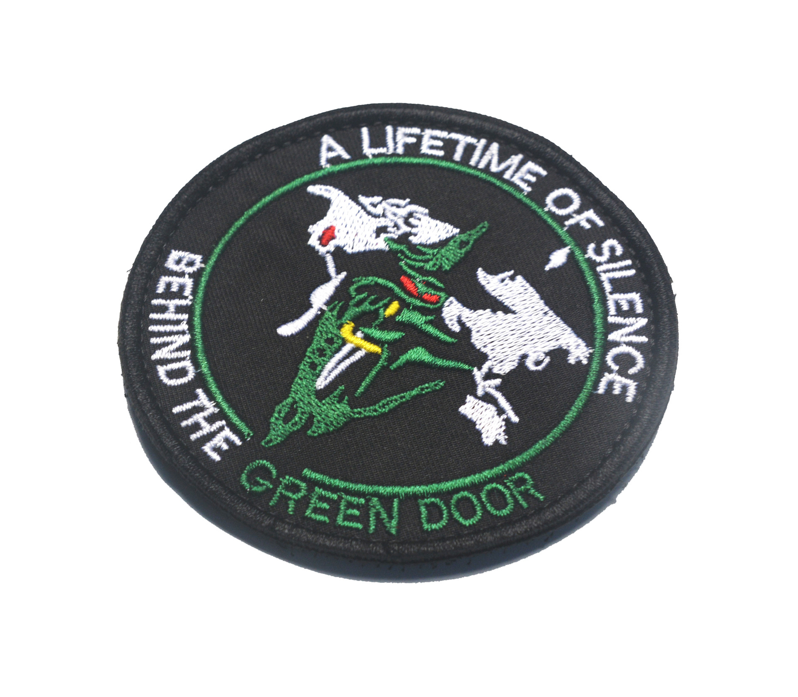 A LIFETIME OF SILENCE BEHIND THE GREEN DOOR TACTICAL EMBROIDERED HOOK PATCH *01