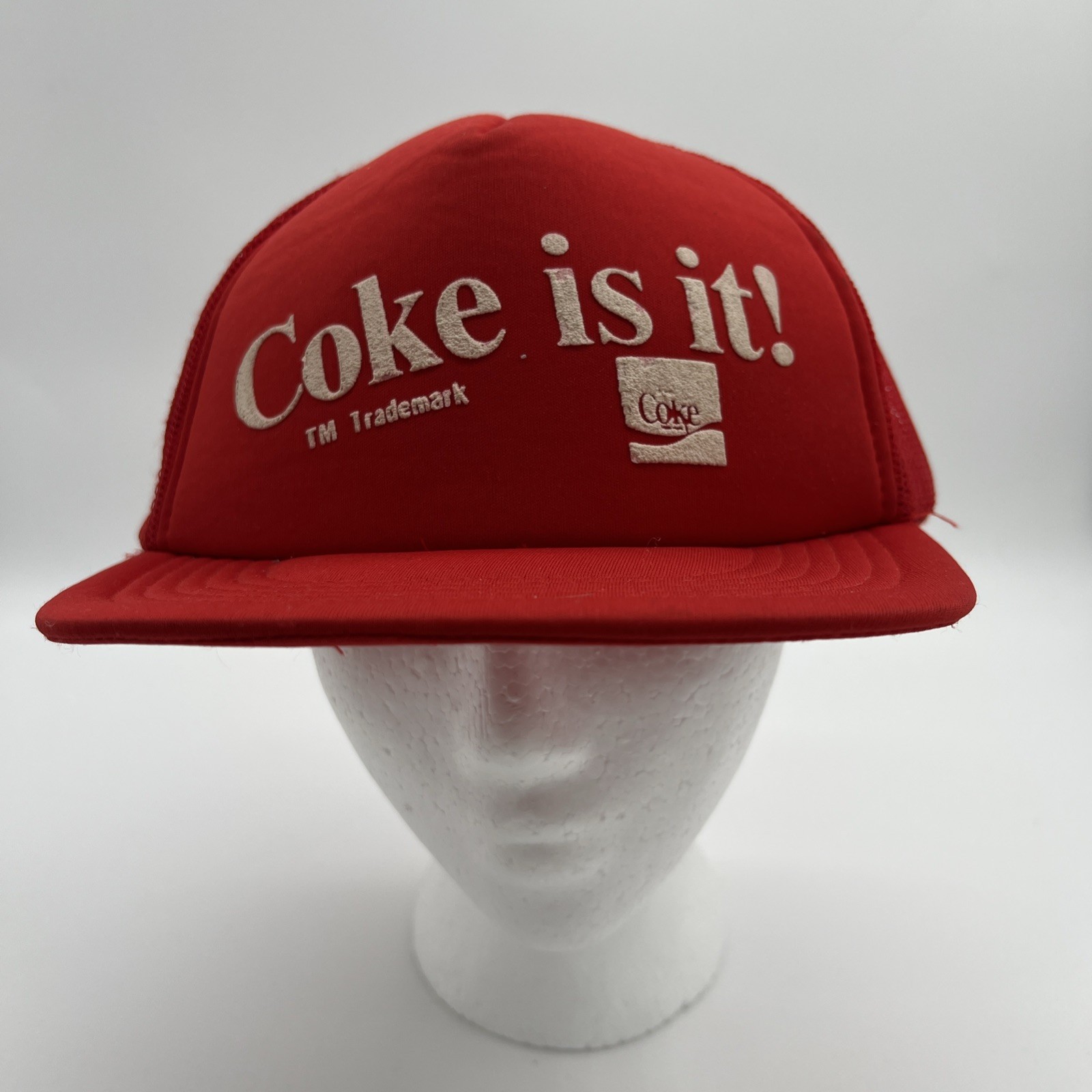 Vintage 80s Coke is it! Coca Cola Snapback Mesh Trucker Hat Ball Cap Advertising