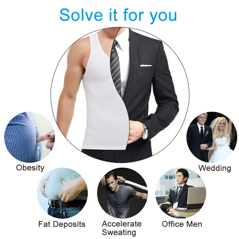 Mens Body Shaper Slimming Shirt Compression Vest Elastic Slim Shapewear Tank Top