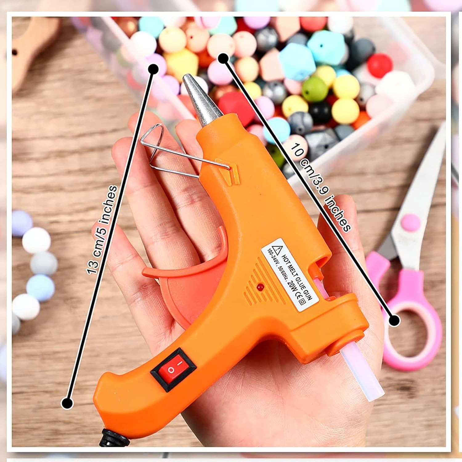 Mini Hot Glue Gun with 4 Glue Sticks for Crafts School DIY Arts Orange