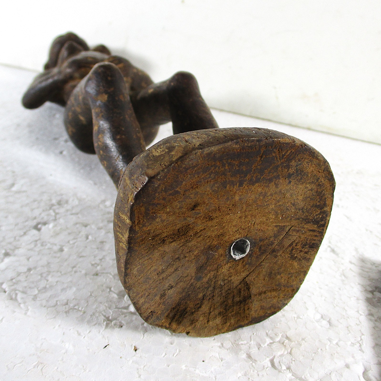 OLD AFRICAN WOOD CARVING, REALISTIC NUDE 10 1/2" FEMALE, MAKONDE?