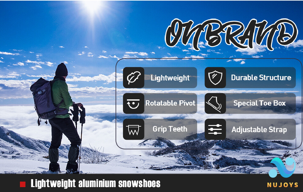 Lightweight Al Snowshoes Unisex 21/25 Inch Pair Anti-shock With Poles Kit & Bag