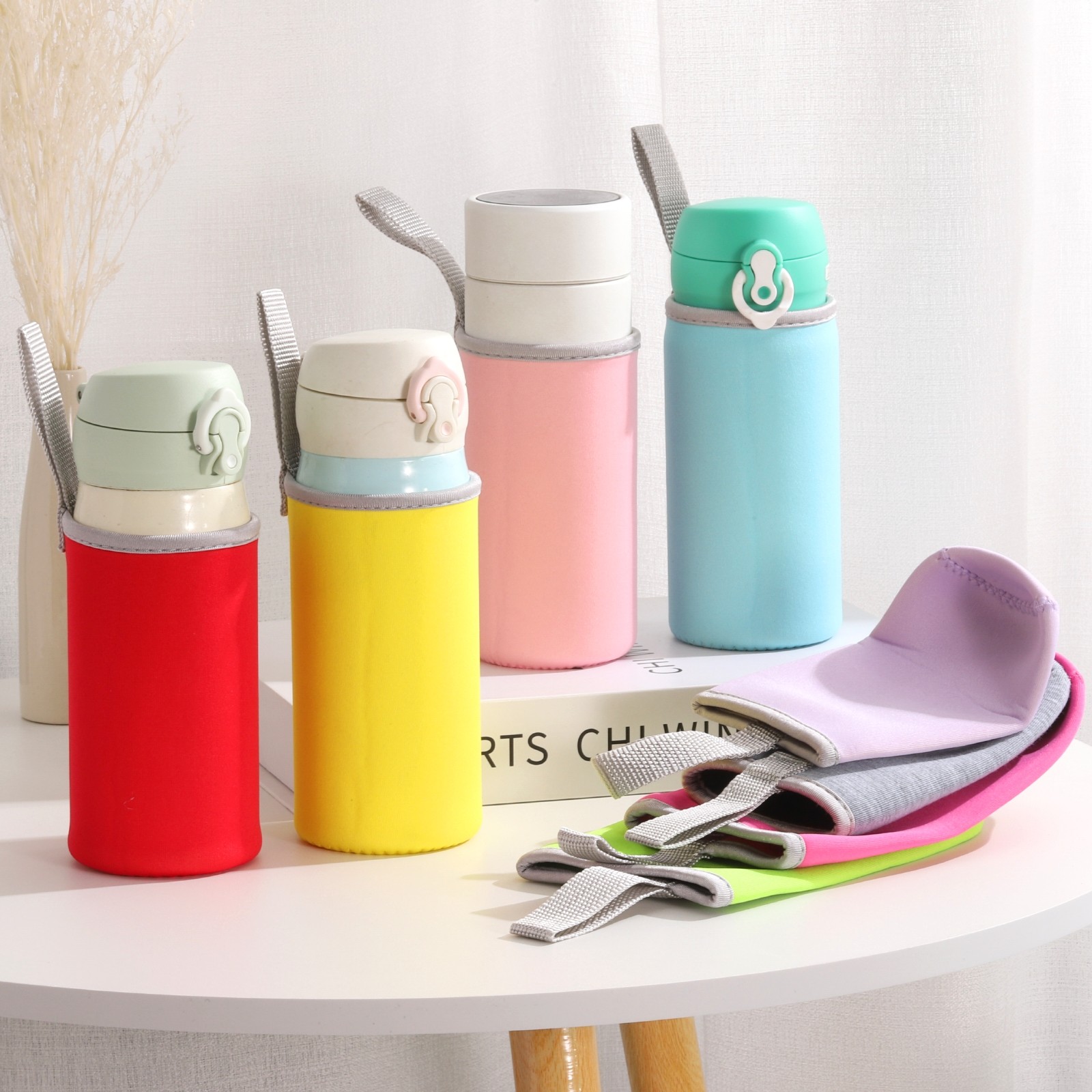 2pcs 18.5 oz Neoprene Insulated Water Bottle Sleeve Black