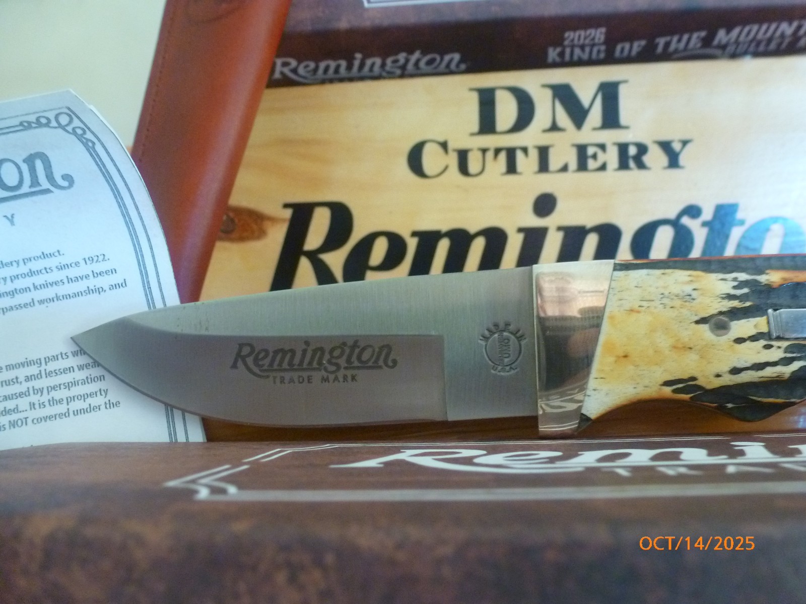 Remington 2026 Bullet Knife King of the Mountain Stag Bone Fixed Blade w/Sheath