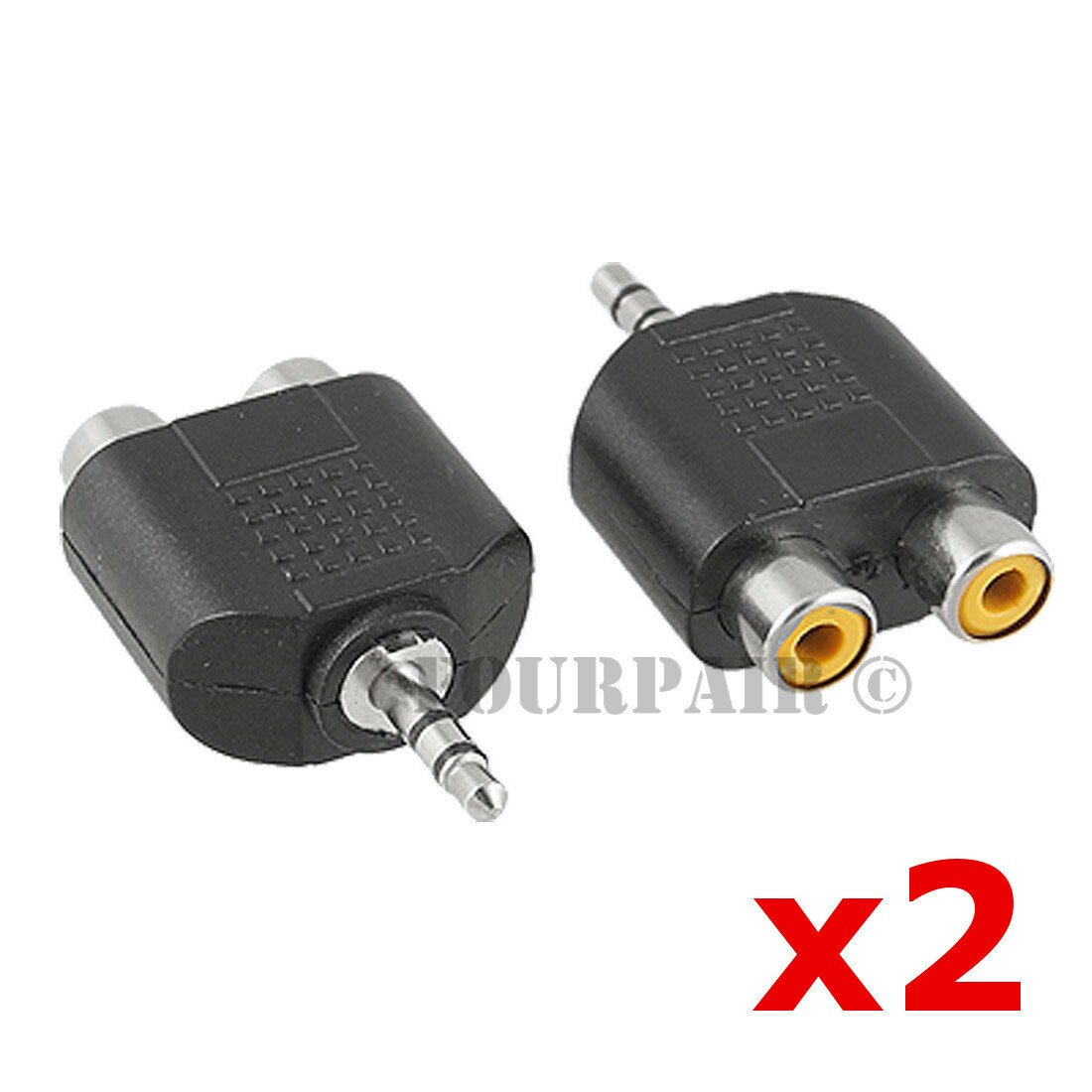 2 Pack Dual RCA Female Jacks to 3.5mm Stereo Male Y Splitter Adapter Headphones