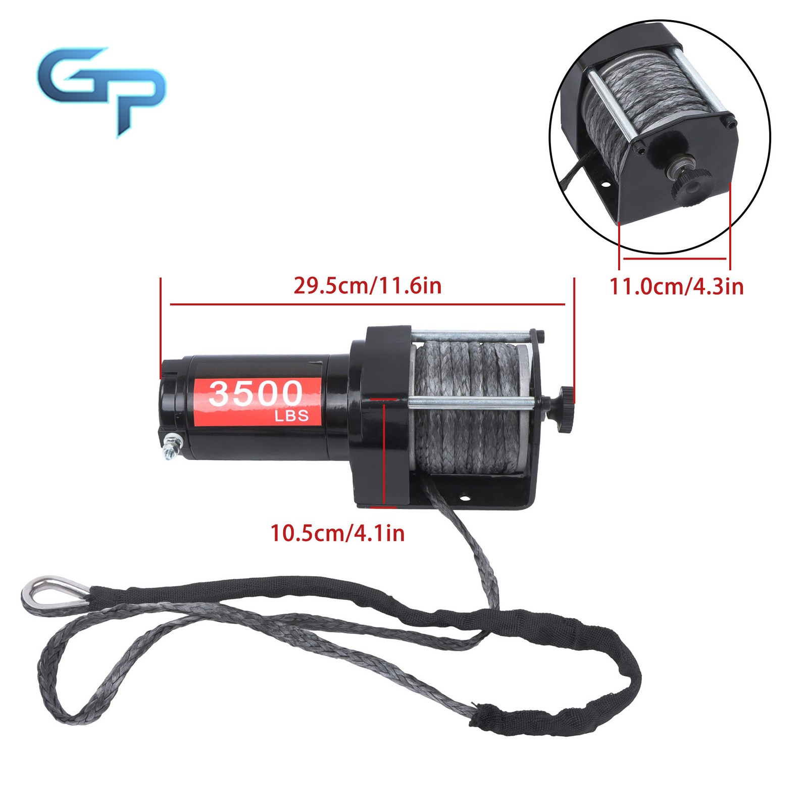 3500lbs 12VDC/1.5HP Synthetic Rope Electric Winch w/ Wireless+Wired Control