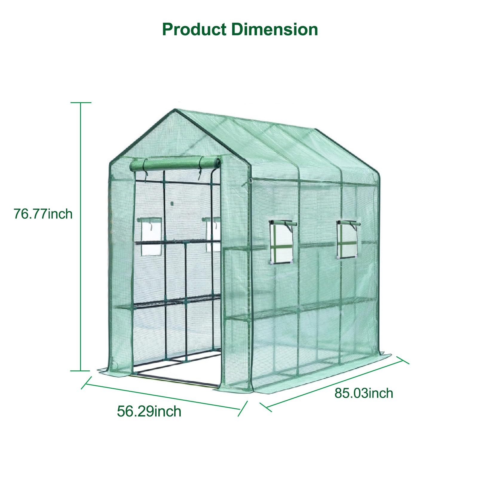 Large Portable Greenhouse with 8 Shelves 56x85x76", Outdoor Garden Use PE Cover