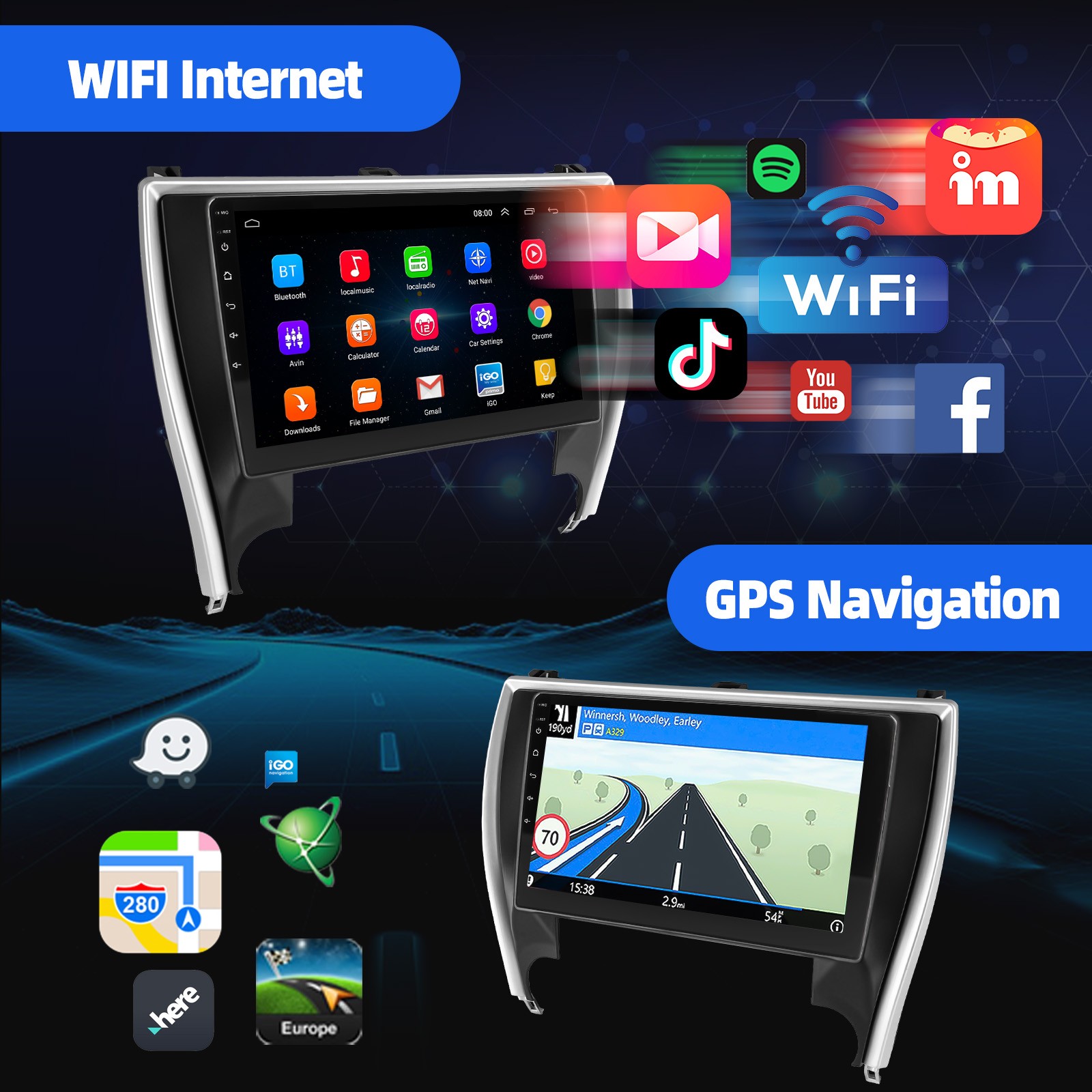 Android 15 Carplay For 2015-2017 Toyota Camry Car Stereo Radio GPS Navi BT WIFI