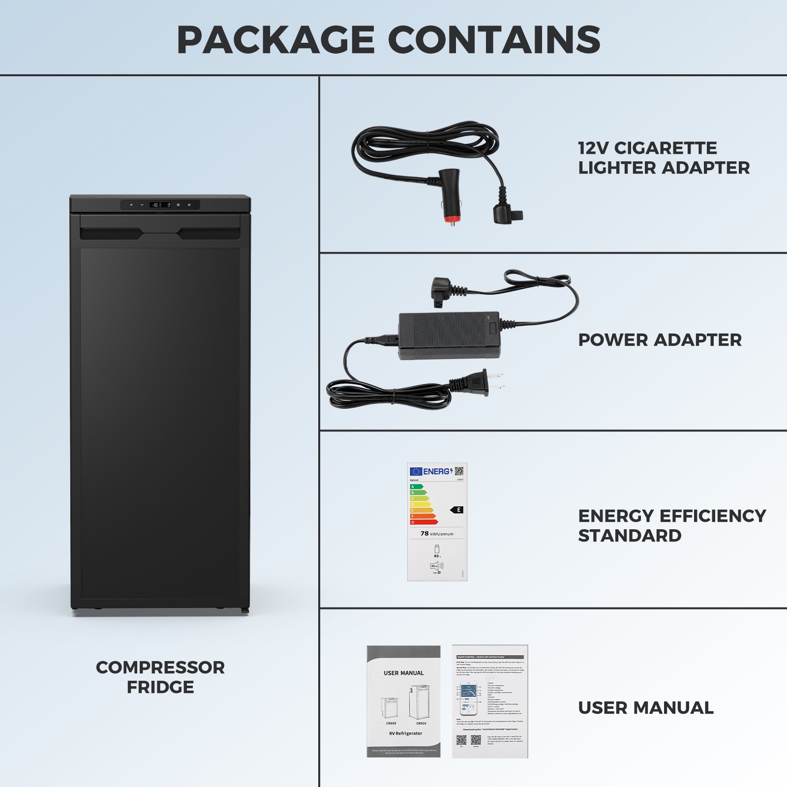 3.18 Cu.Ft Truck Fridge AC110V DC 12V/24V Portable RV Car Refrigerator Freezer