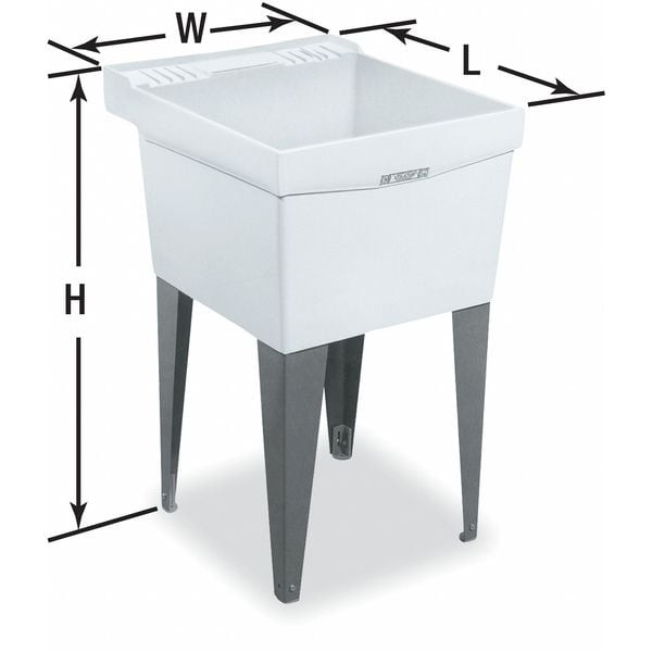 Mustee 19F Utility Sink 24 In X 20 In, 1, 2, Floor Mount, Thermoplastic