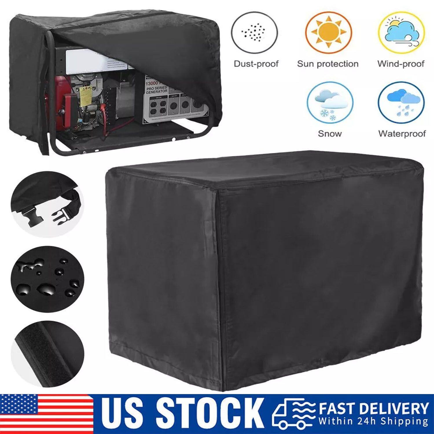 Universal Generator Cover 600D Waterproof For 3000-5000watt (32" X 24" X 24")