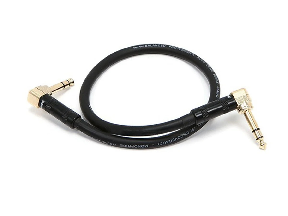 Monoprice 1/4 Inch (TRS) Male to Male Right Angle 16AWG Cable 1.5ft Gold Plated