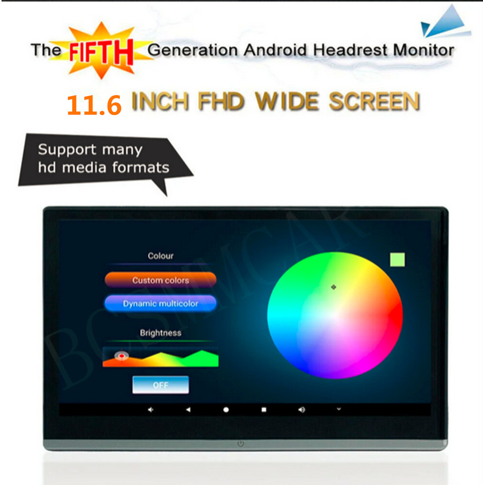 2x Car Headrest Monitor Rear Seat Entertainment TV Video Player IPS Touch Screen