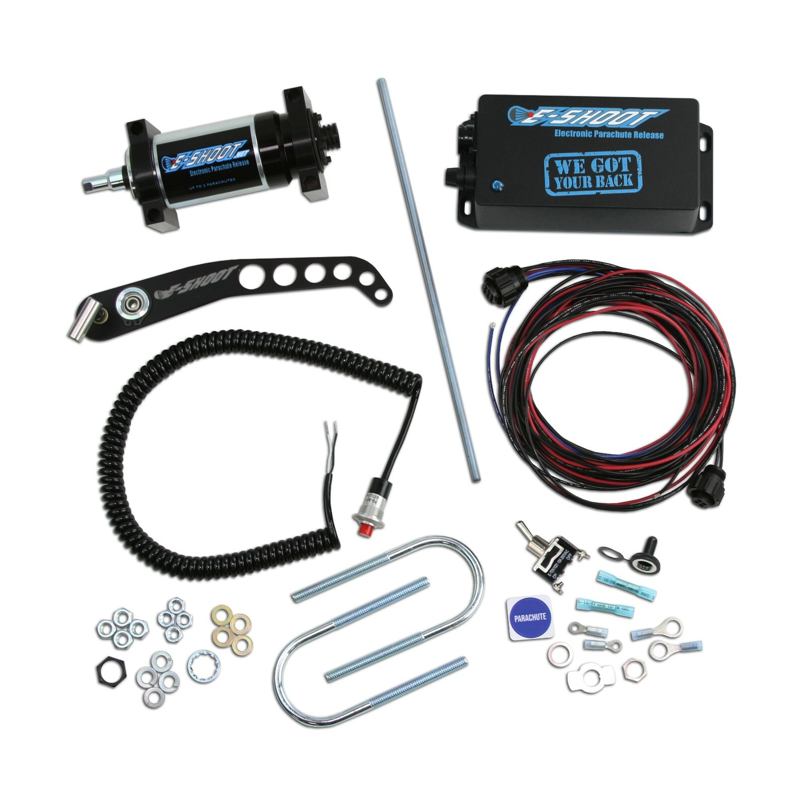 E-Shoot Blue Solenoid Dual chutes for 16-24 volts systems up to 2 parachutes