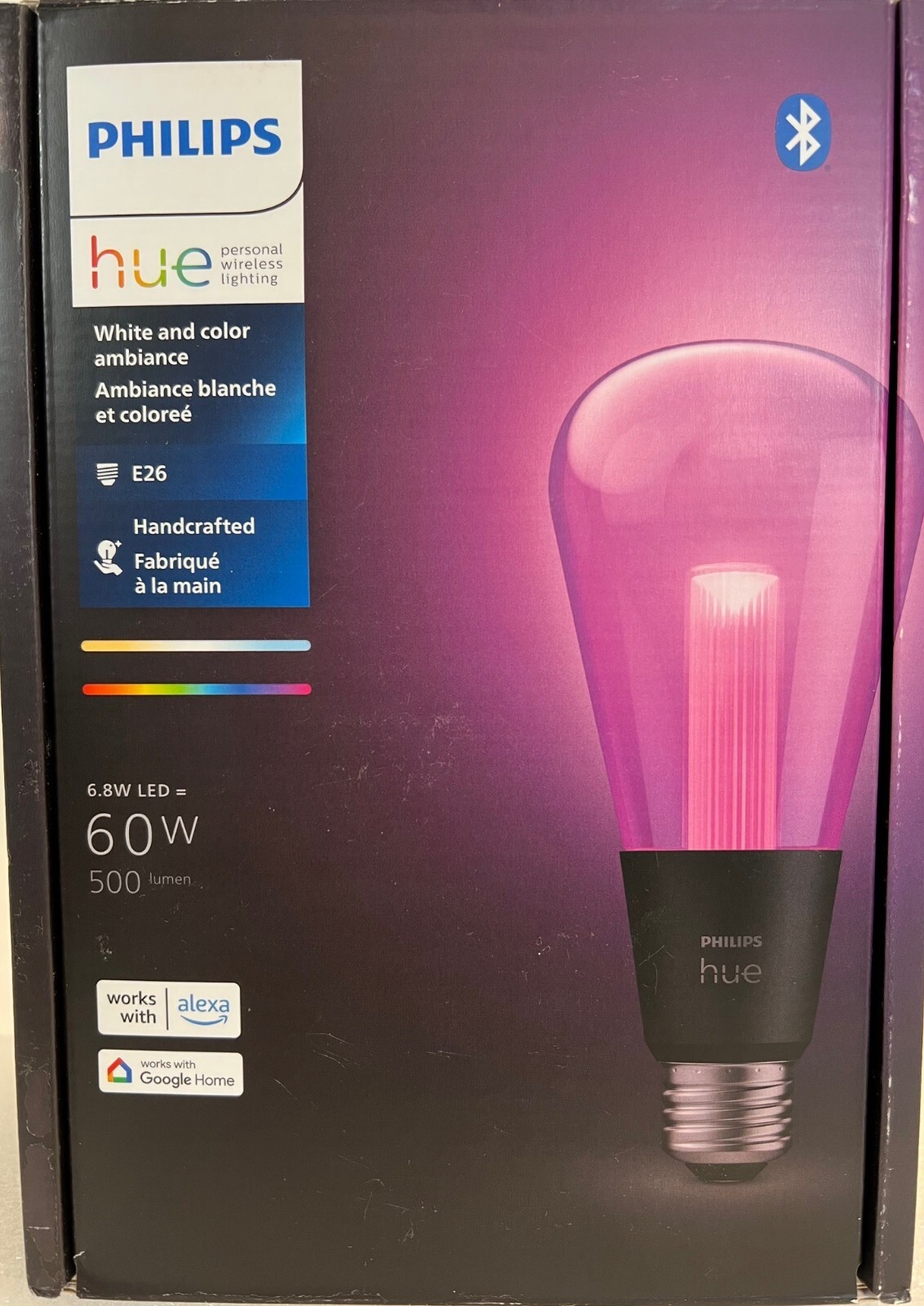 Philips Hue LightGuide Edison (ST23)–Handblown Glass-Color Changing -FREE S/H