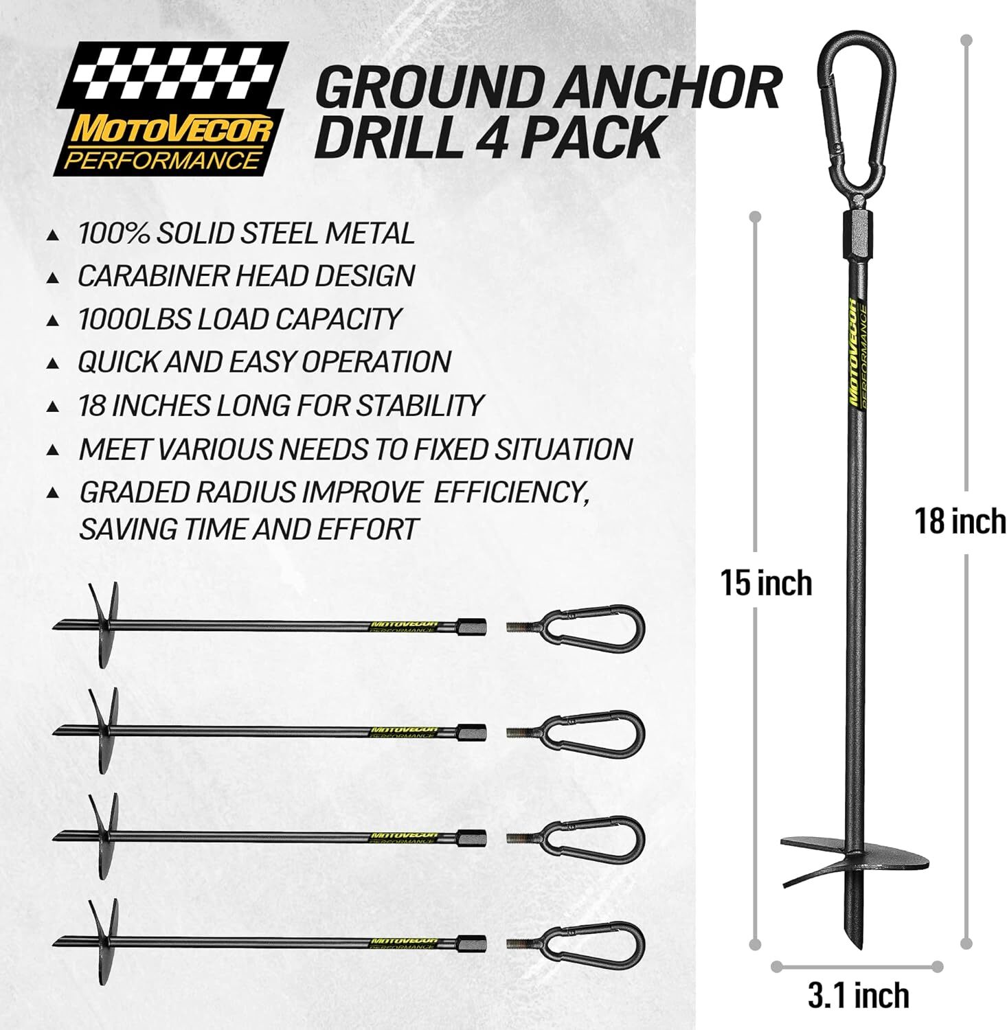 Heavy Duty Ground Anchors 18 Inches Spiral Blade Earth Anchor with Safety Buckle