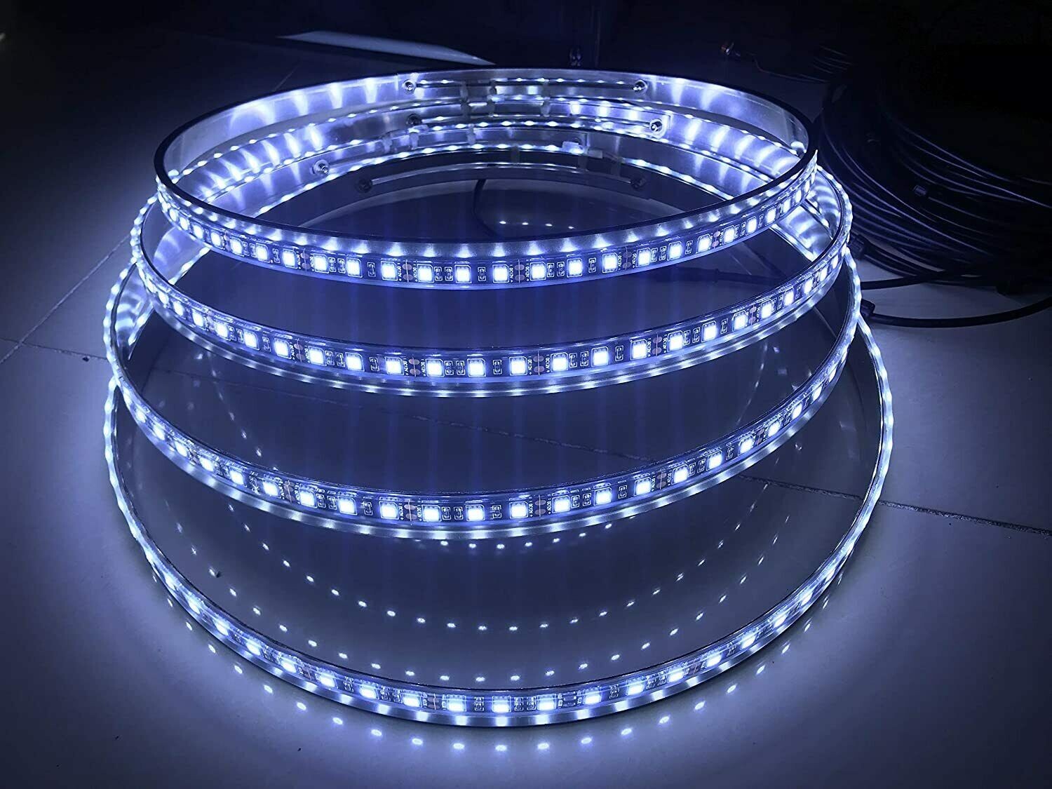 4x 15.5'' White LED Wheel Ring Lights For Truck Car Rim Lights Bluetooth Control