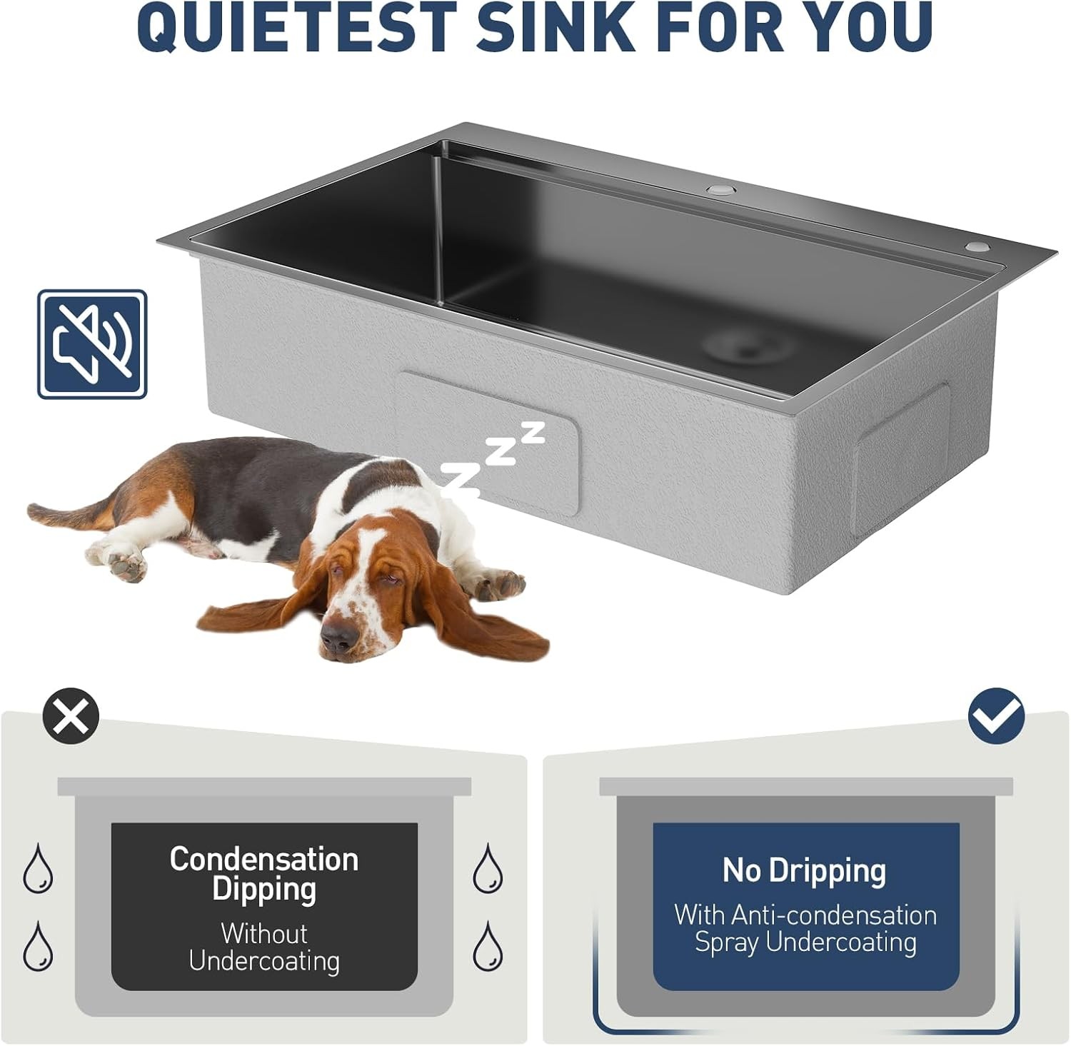 33"x22"x9" Drop in Kitchen Sink with Pull Down Spring Faucet, Single Bowl Sink